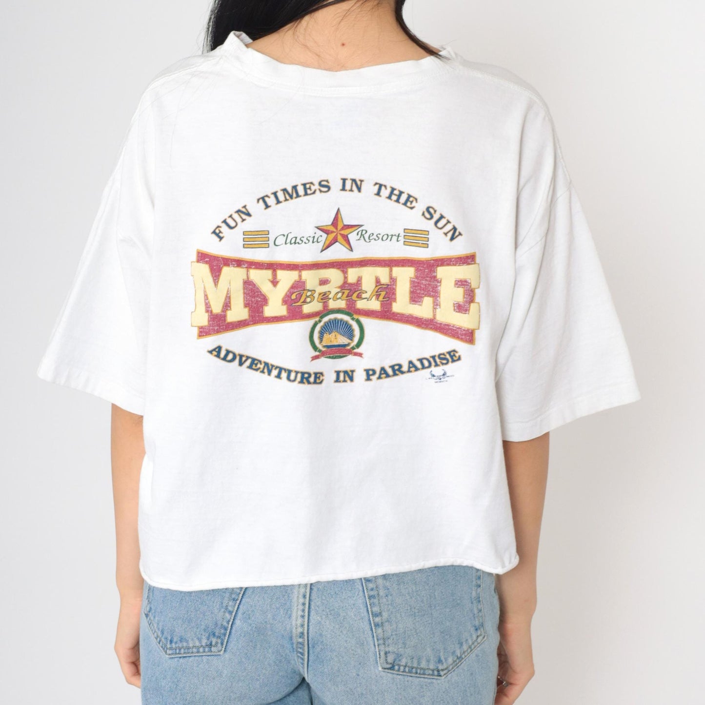 90s Myrtle Beach Graphic T-Shirt White Cotton Tee Extra Large XL