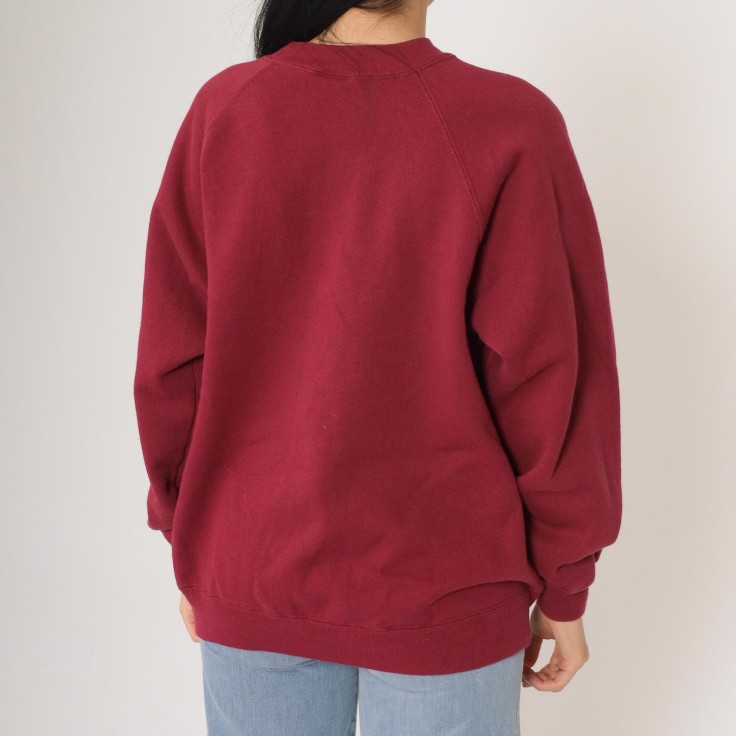 90s Hanes Her Way Burgundy Crewneck Sweatshirt Raglan Sleeve Extra Large XL