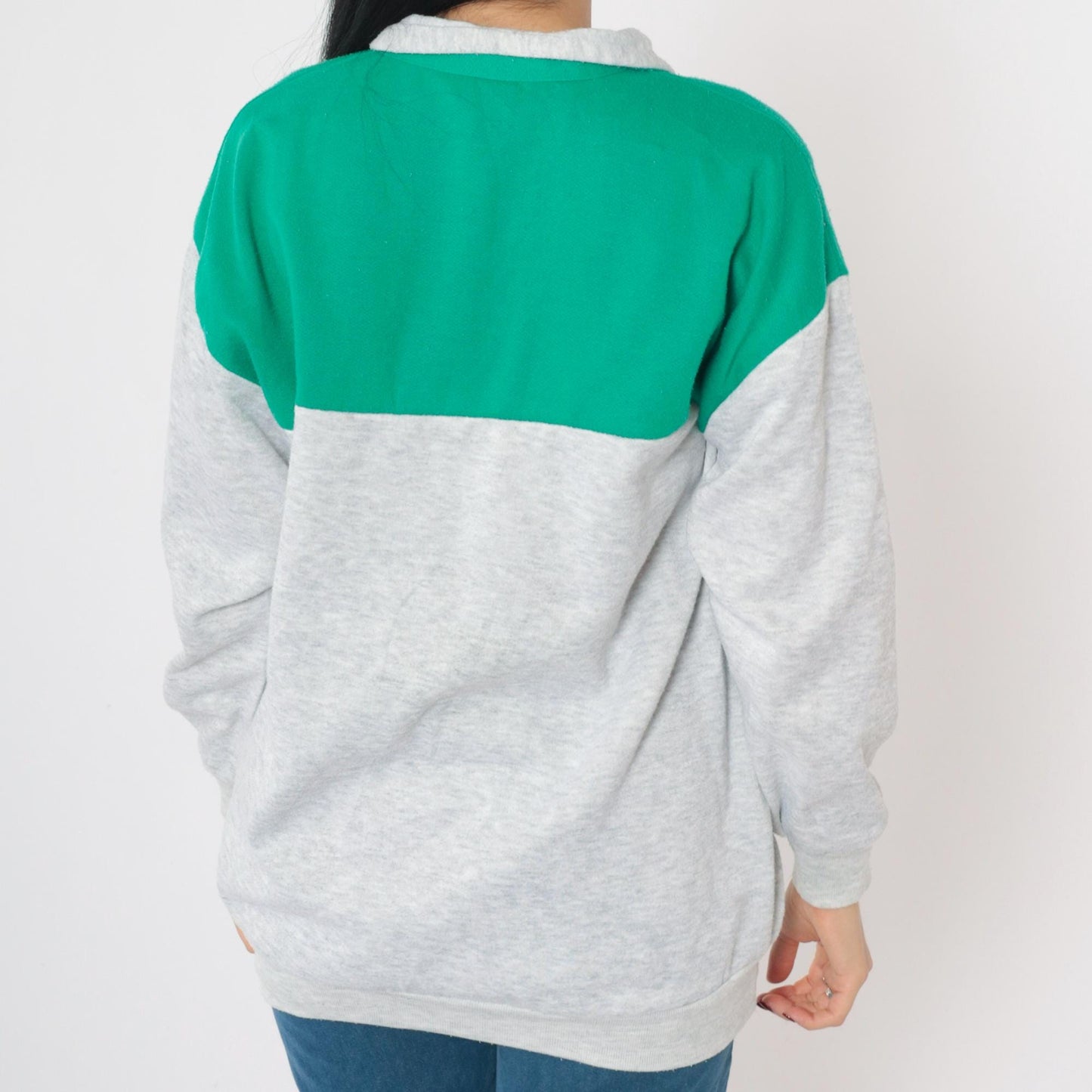 80s San Francisco Color Block Sweatshirt Half Zip Neon Graphic Medium Large
