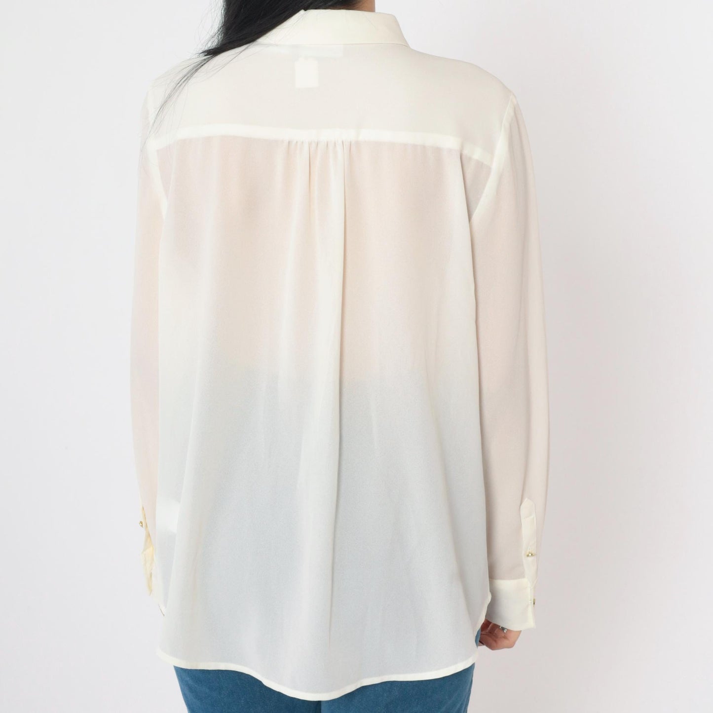 90s Liz Claiborne Beaded White Button-Up Blouse Long Sleeve Large