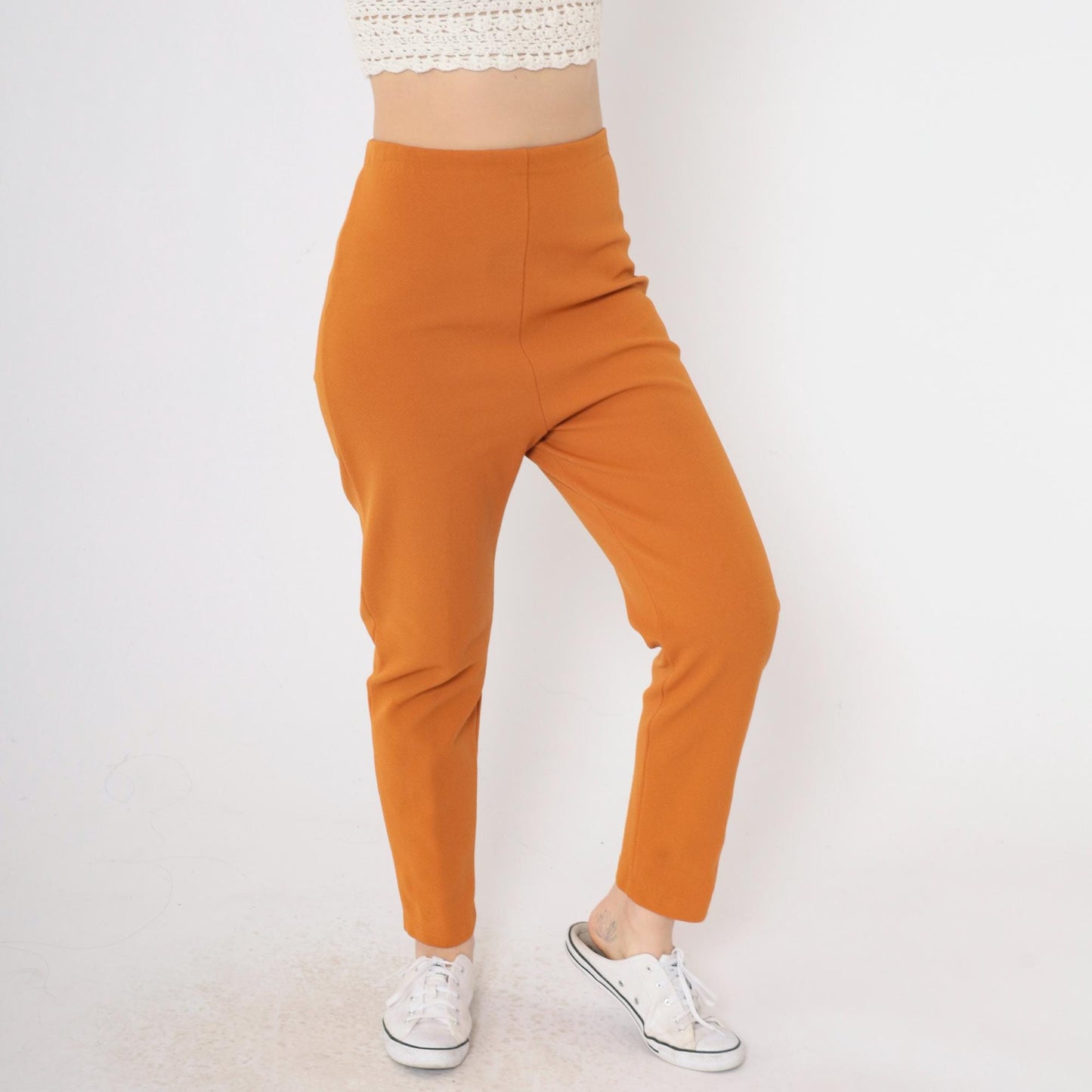 60s W & G Sportswear High Waisted Slim Nylon Pants Burnt Orange Small S
