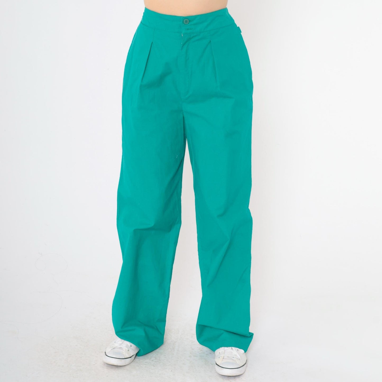 90s Jones New York Teal Pleated High-Waist Trousers Straight Leg Medium