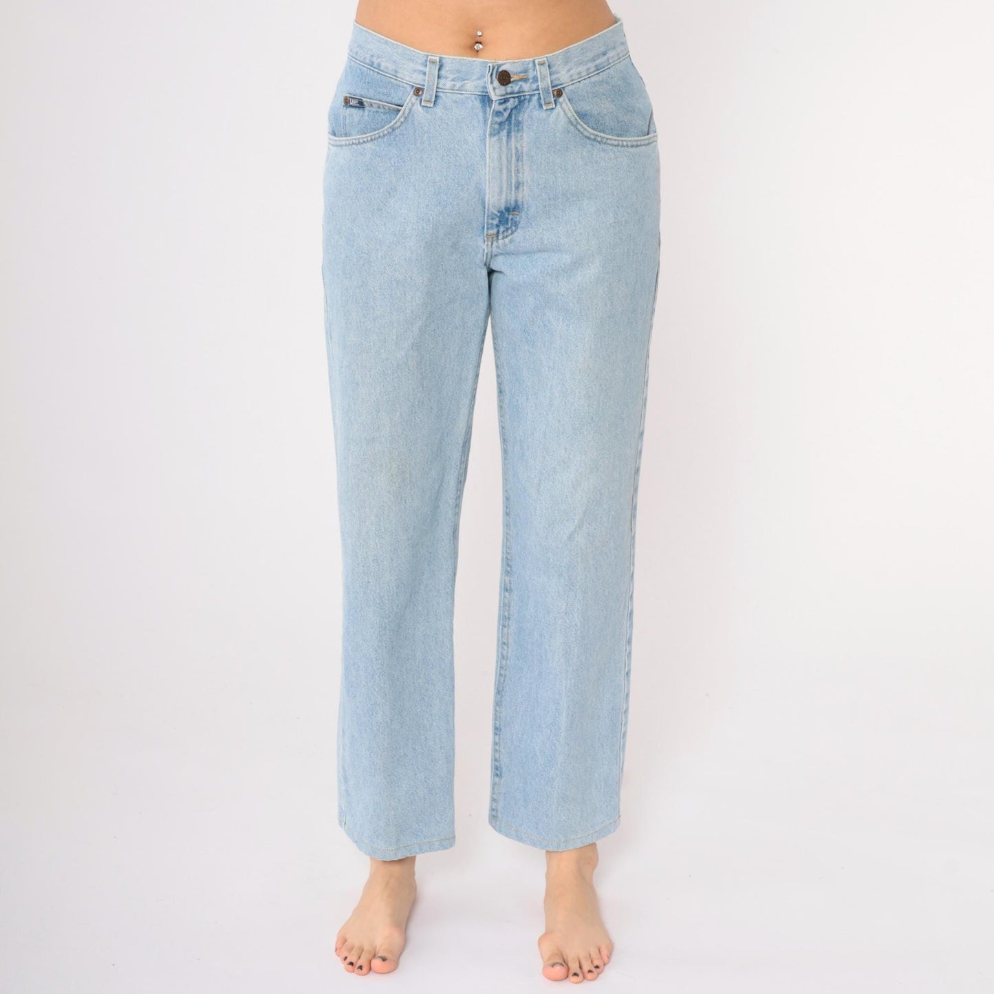 90s Lee High Waist Straight Leg Mom Jeans Blue Denim Medium