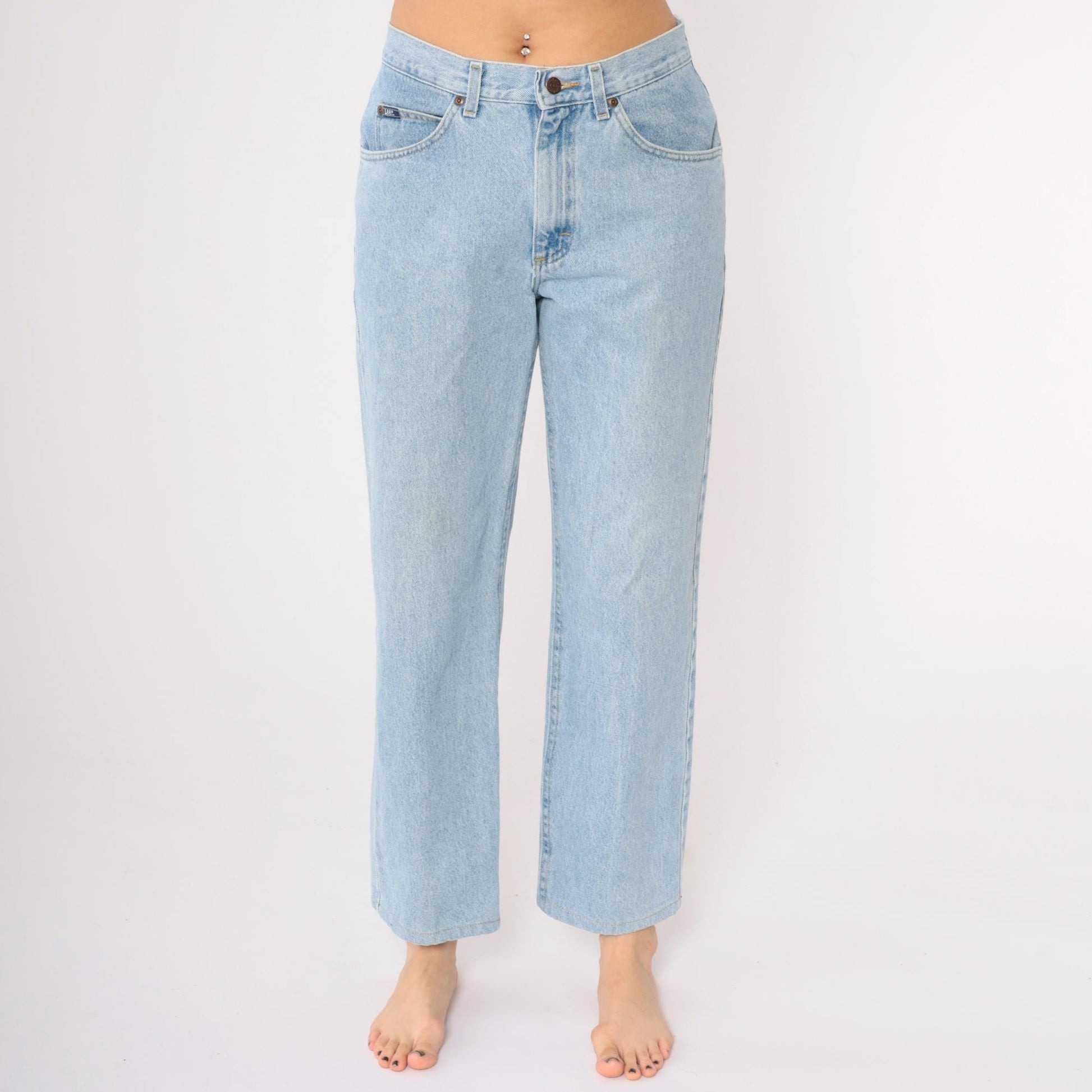 90s Lee High Waist Straight Leg Mom Jeans Blue Denim Medium