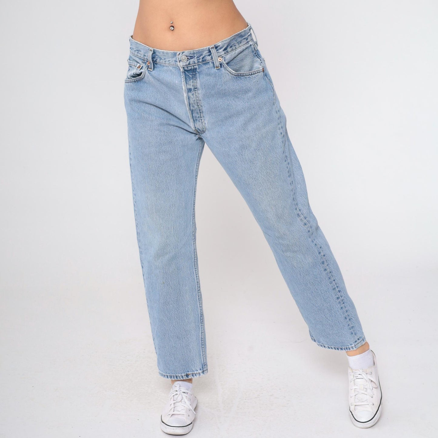 90s Levi's 501 Straight Leg Jeans High Rise Button Fly Blue Denim 36x29