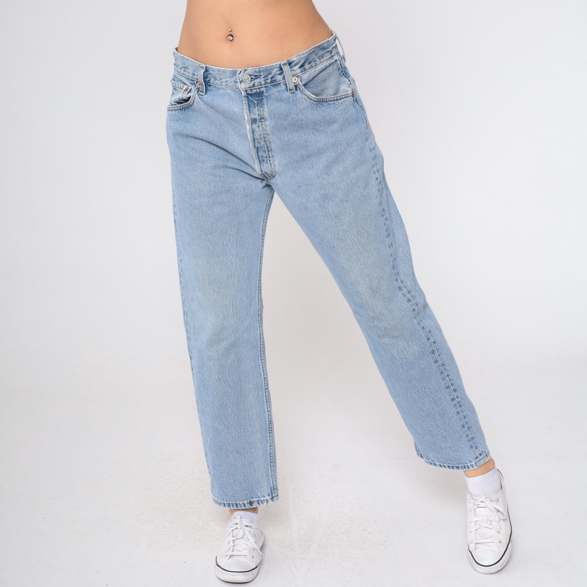 90s Levi's 501 Straight Leg Jeans High Rise Button Fly Blue Denim 36x29