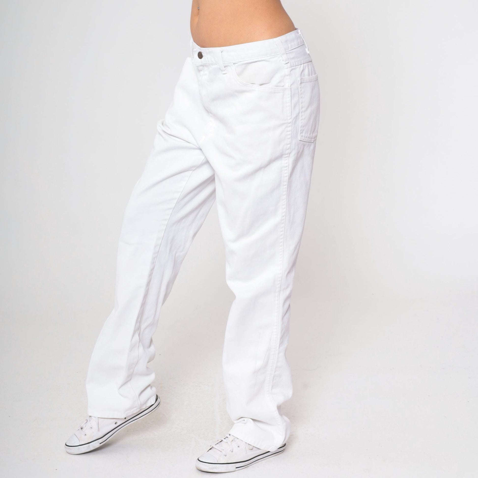 Dickies White Denim Jeans High Rise Straight Leg Y2K Workwear 35x34