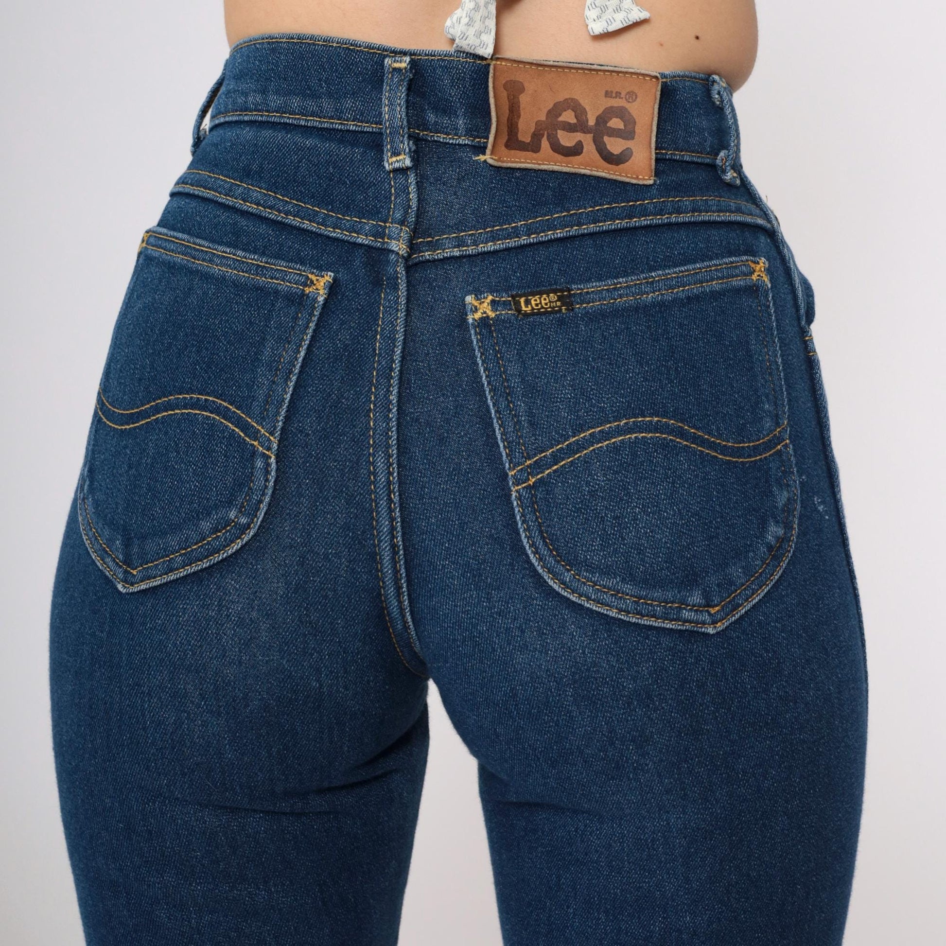 80s Lee High Waist Straight Leg Jeans Blue Denim Extra Small