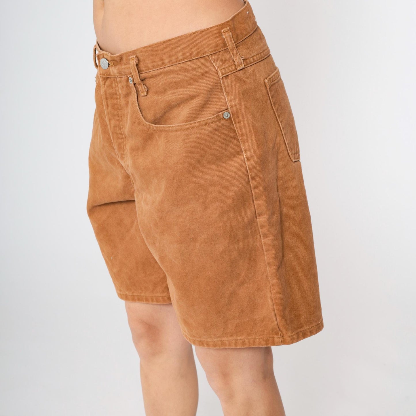 90s Guess Brown Denim Shorts High-Waisted Jean Shorts Large