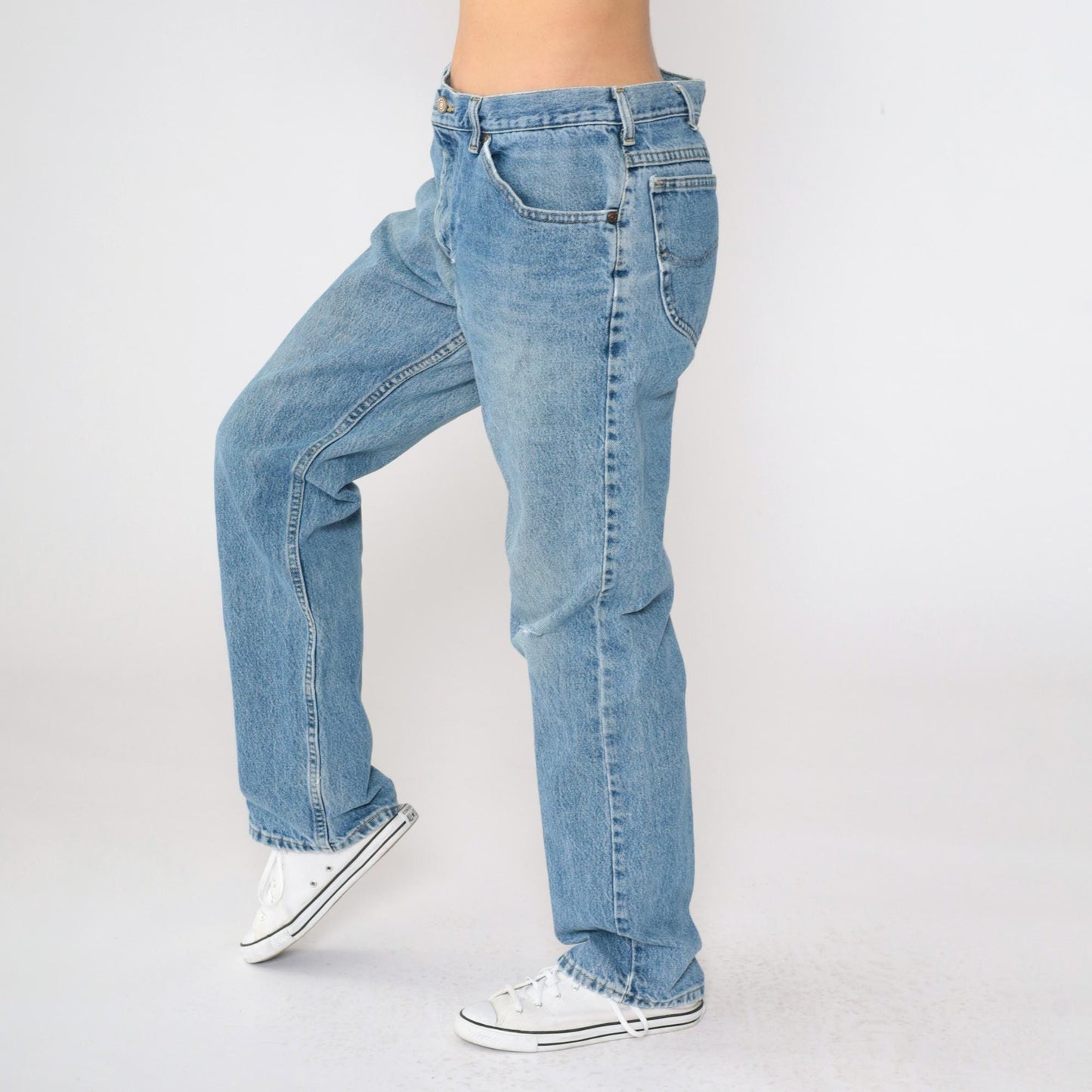 90s Lee High Waist Straight Leg Jeans Blue Denim Large
