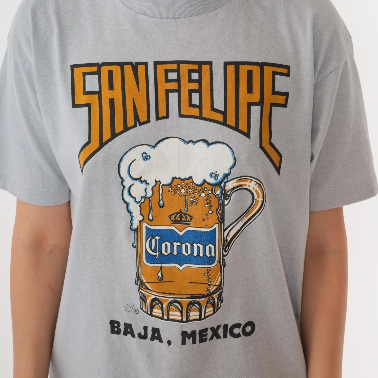 90s San Felipe Mexico Beer Graphic T-Shirt Grey Single Stitch Medium