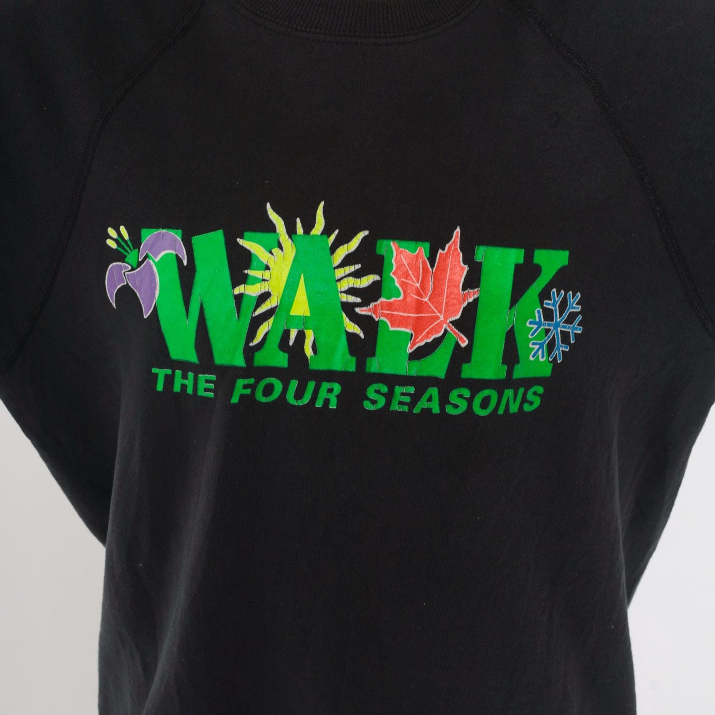 90s Lee Walk The Four Seasons Neon Graphic Sweatshirt Black Raglan Large