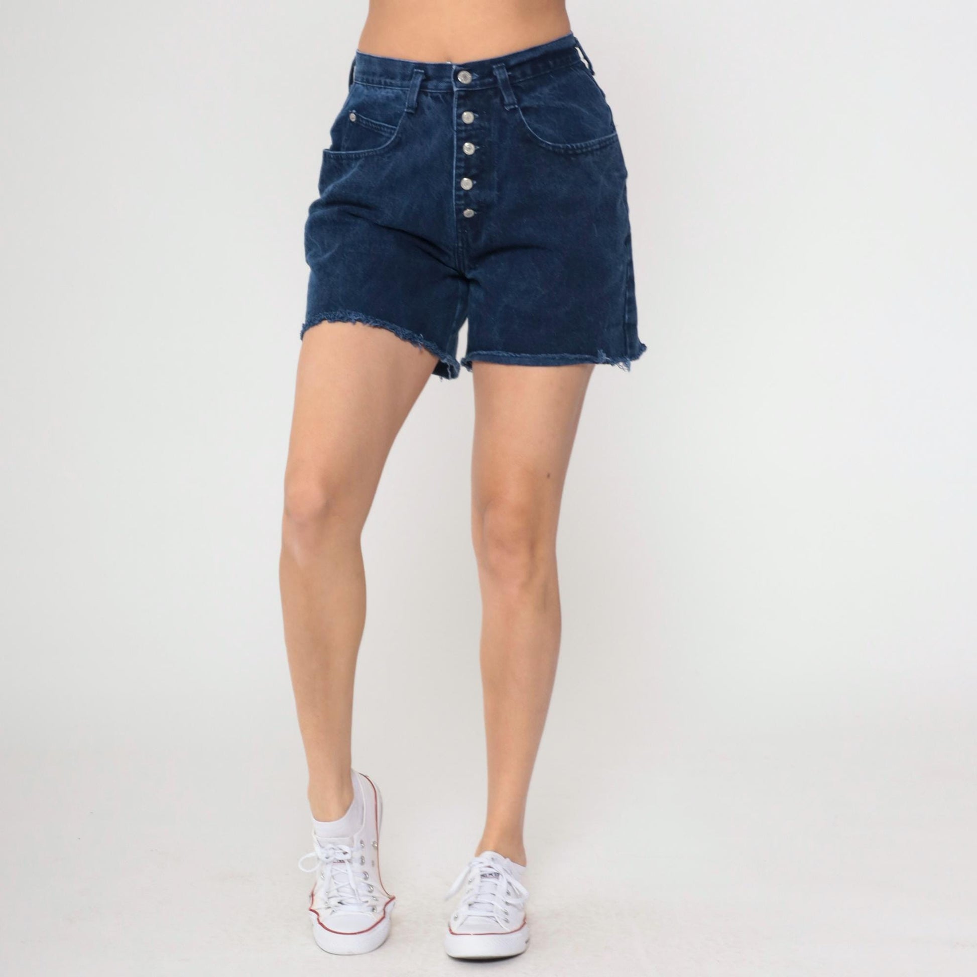 90s Jordache Dark Wash Denim Cutoff Shorts High Waisted Button Fly Medium