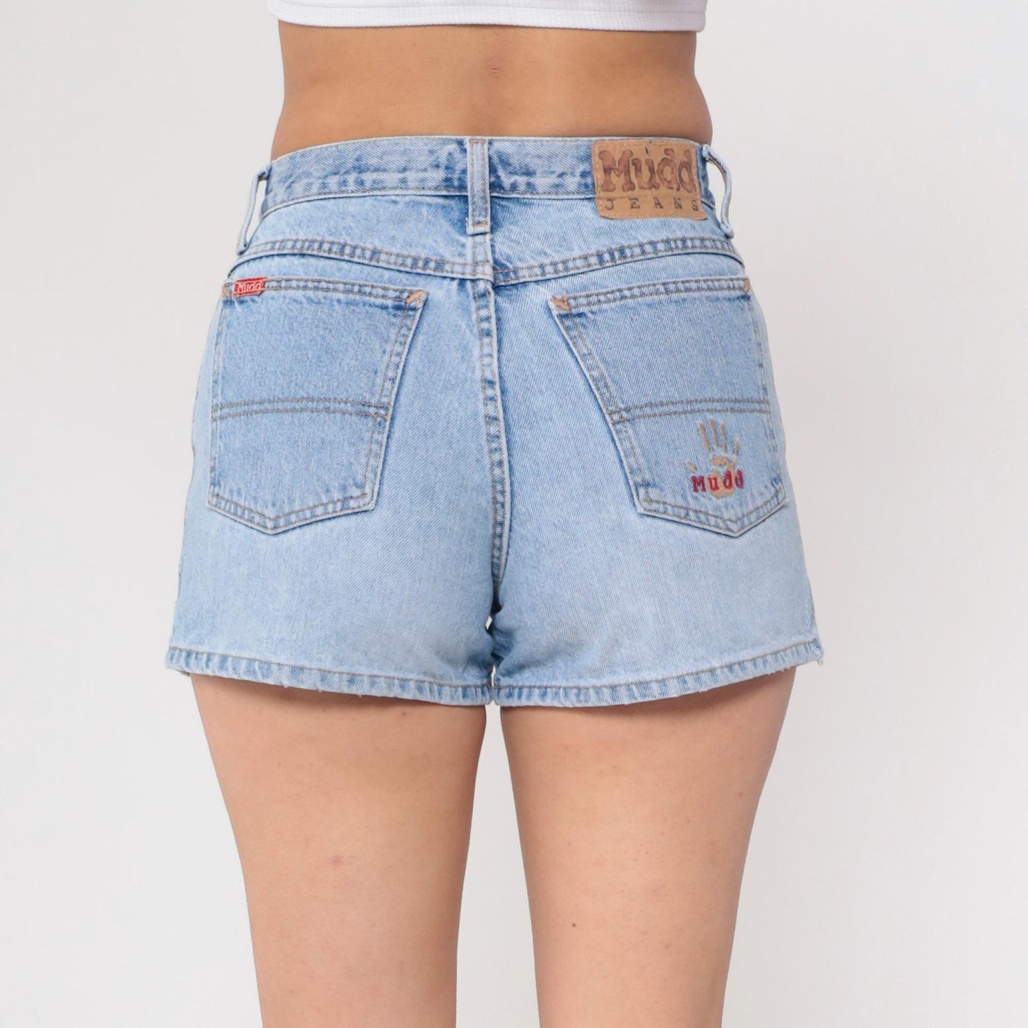 90s Mudd Light Wash Denim Shorts Mid Rise Blue Small