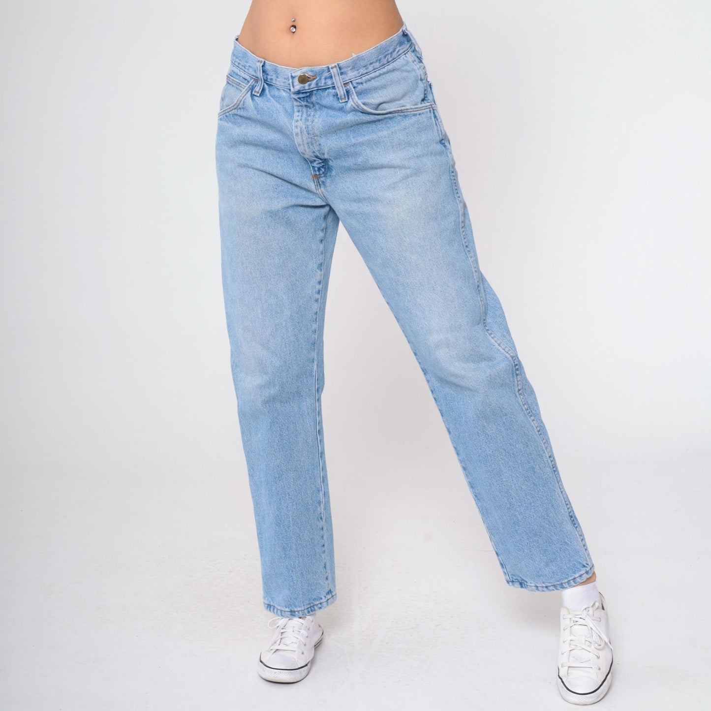 90s High Rise Straight Leg Jeans Faded Blue Denim Men's Medium