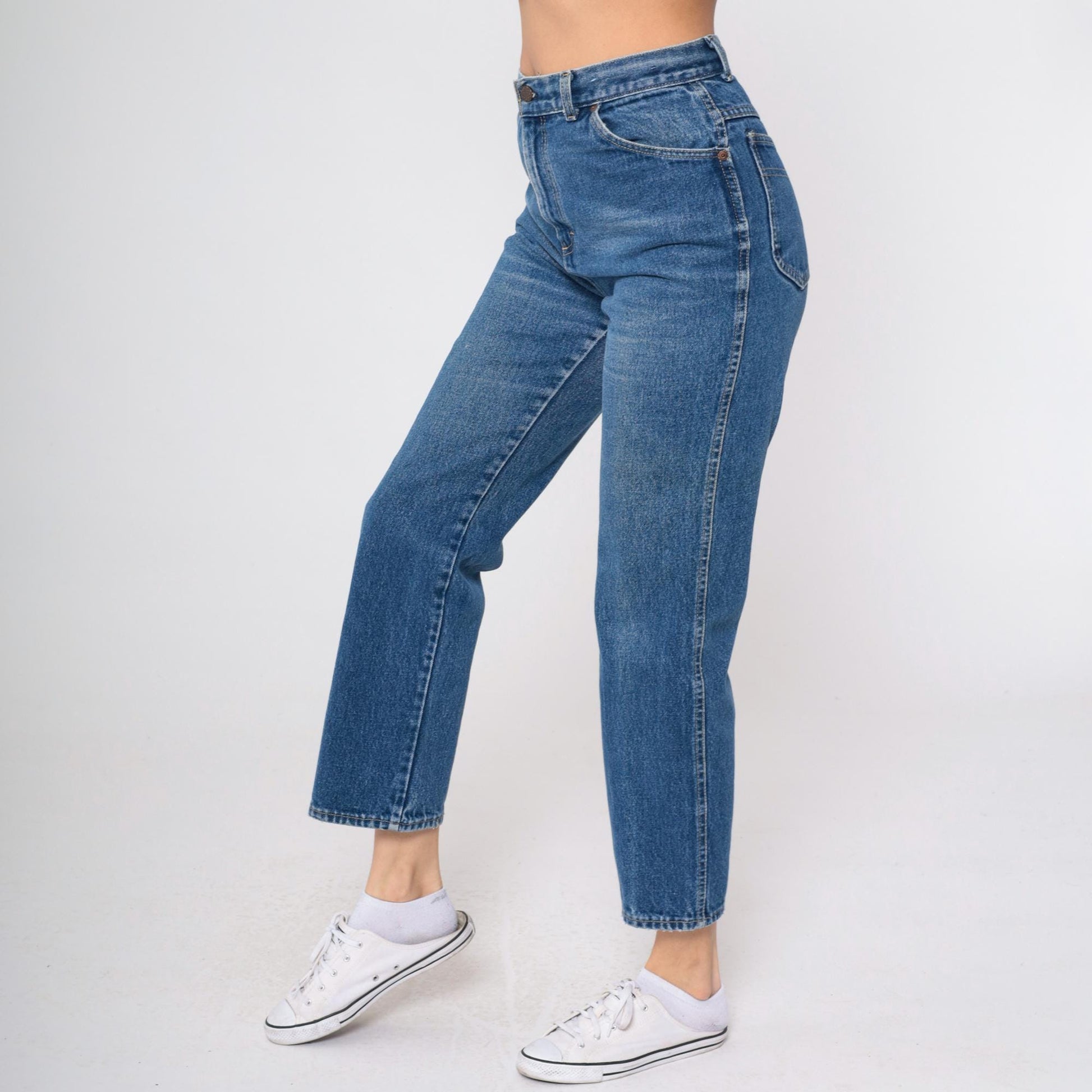 80s Sears High Waist Straight Leg Blue Jeans Unicorn Pocket Small