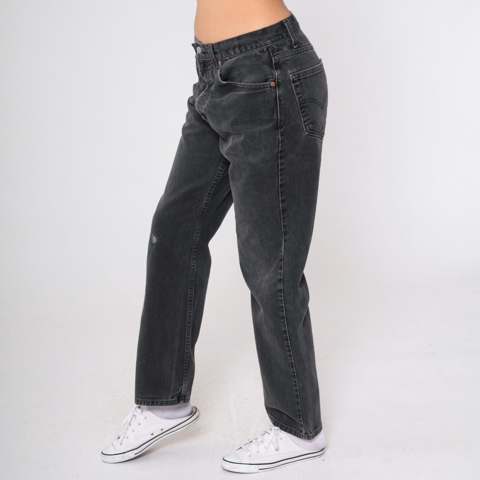 90s Levi's 505 Black Denim Jeans High Rise Straight Leg 34x30