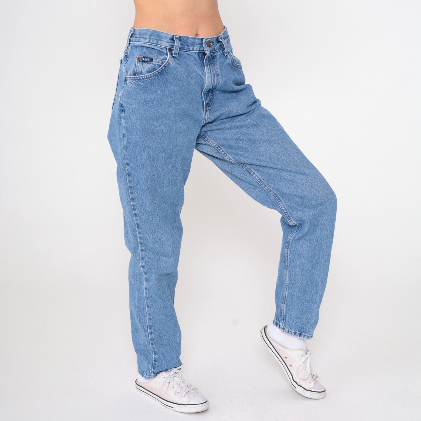90s Lee High Waist Tapered Jeans Blue Denim Medium