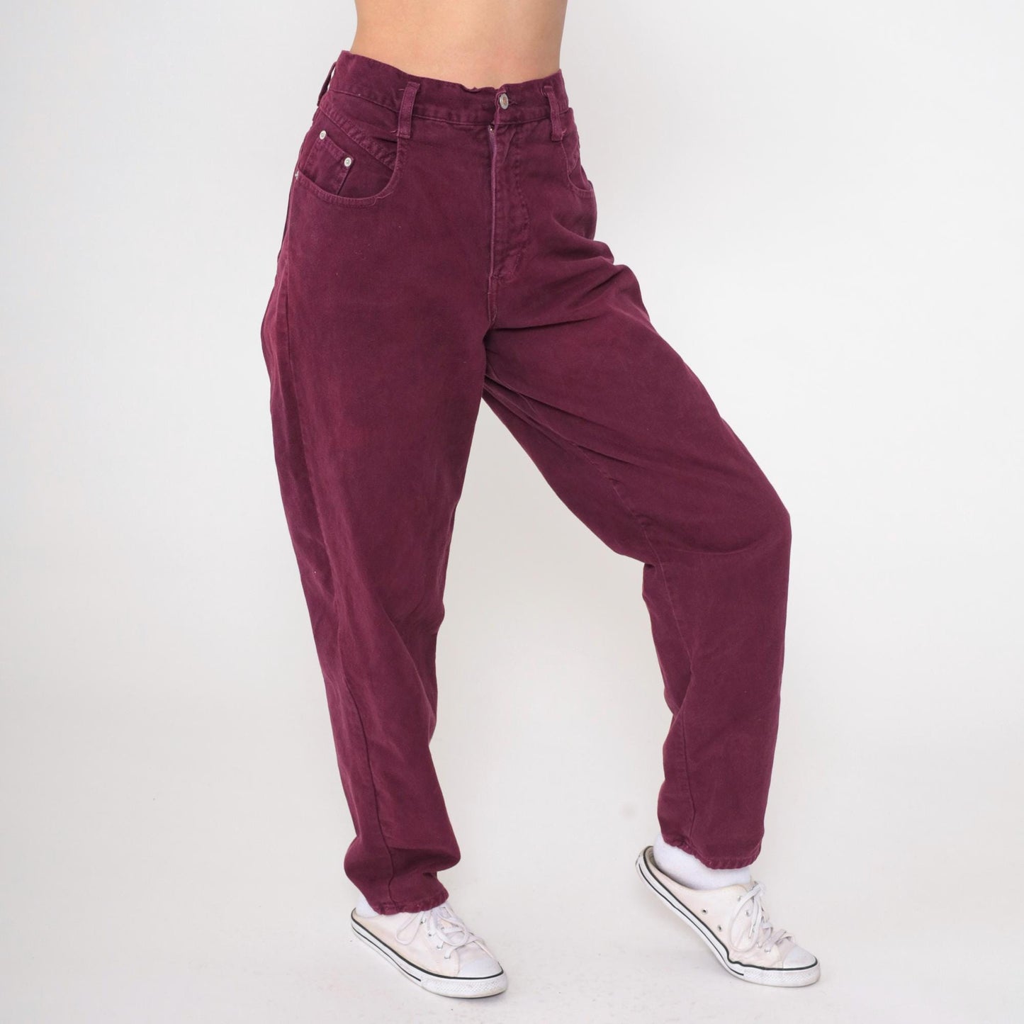 90s Steel Plum High-Waist Tapered Jeans Cotton Small