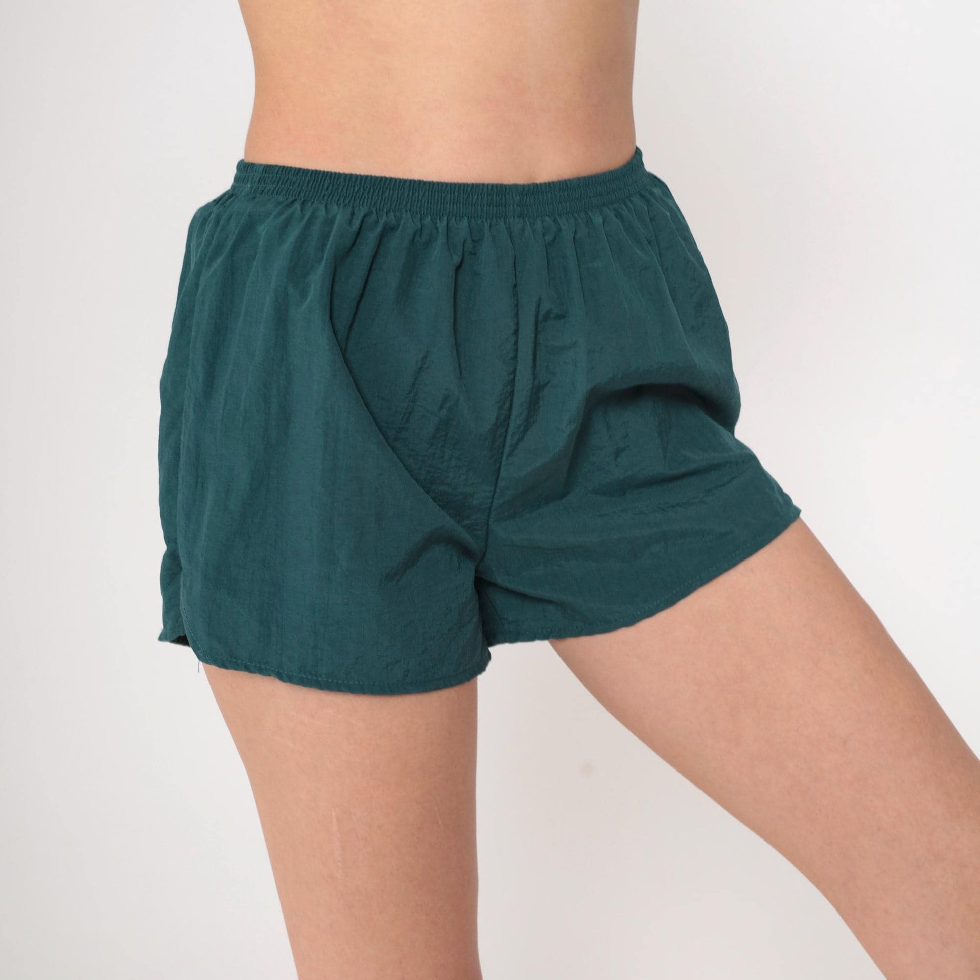 90s Pro Spirit Green Nylon Swim Shorts Elastic Waist Extra Small