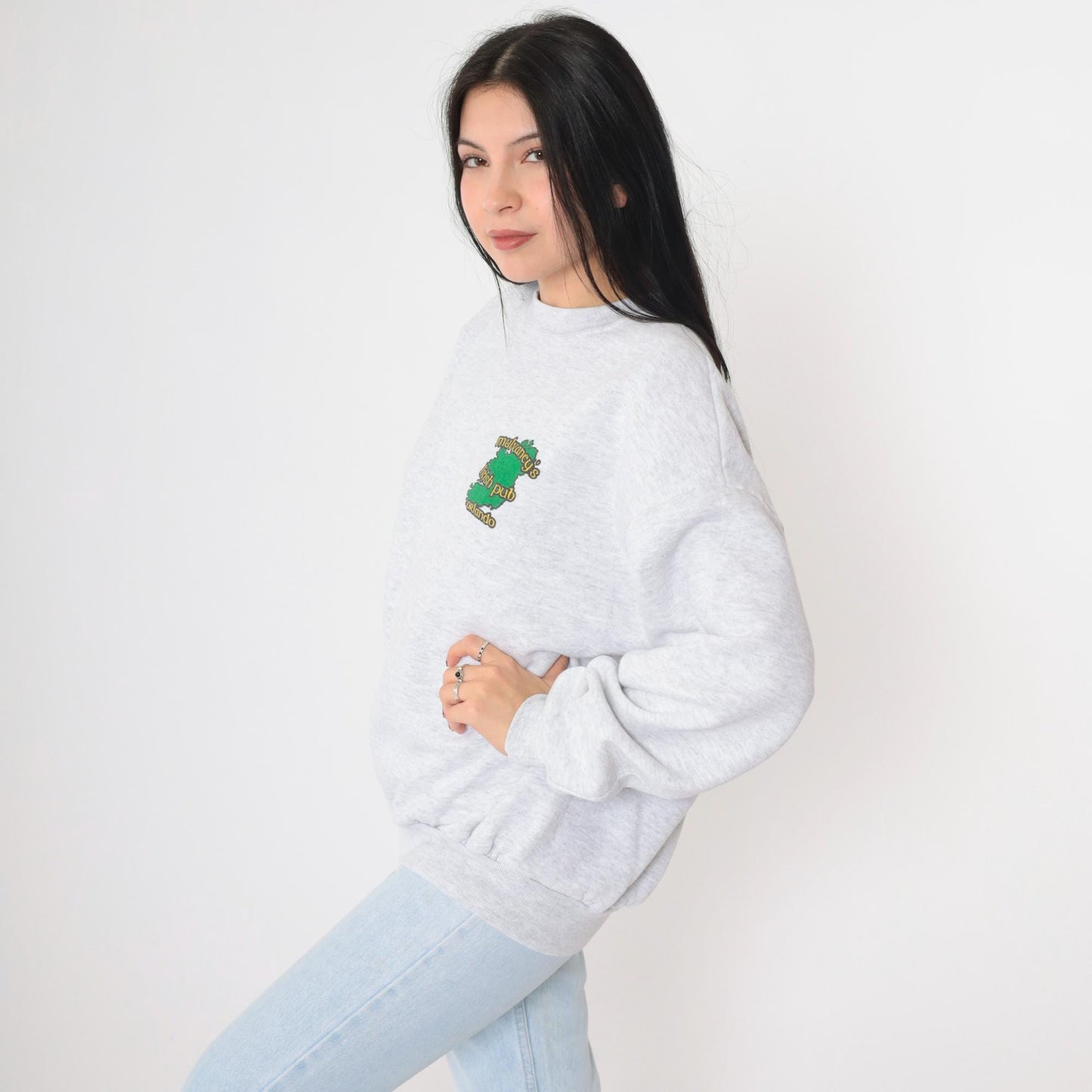 90s Mulvaney's Irish Pub Sweatshirt Grey Graphic Crewneck Large