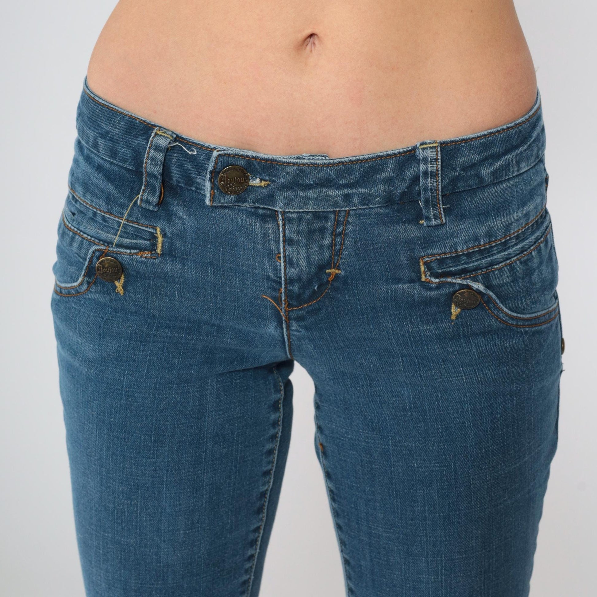 Y2K Jou Jou Royale Low Rise Flared Jeans Blue Denim Small 5/6