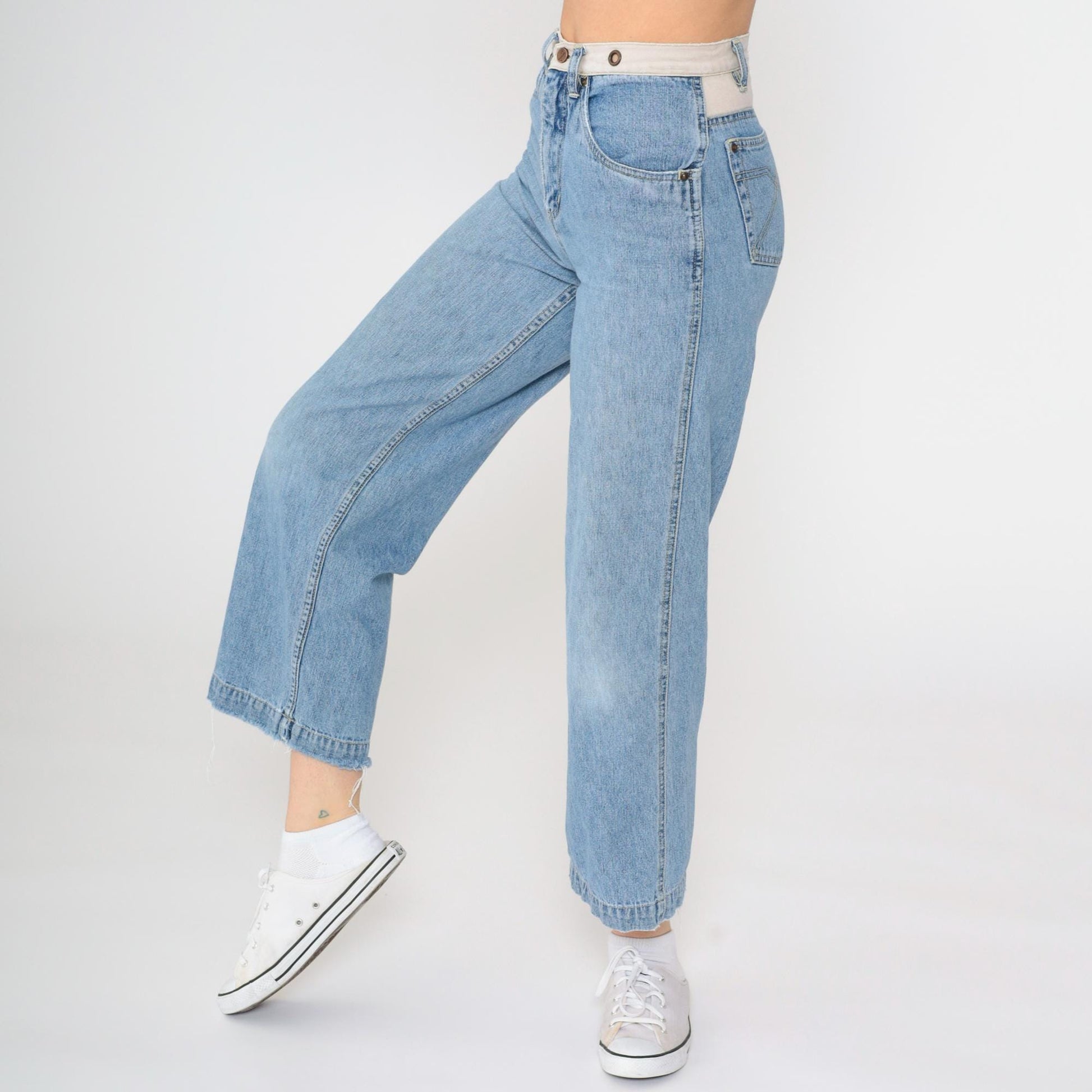 90s GX Gwen Stefani High Rise Straight Leg Jeans Blue Eyelet Youth 12