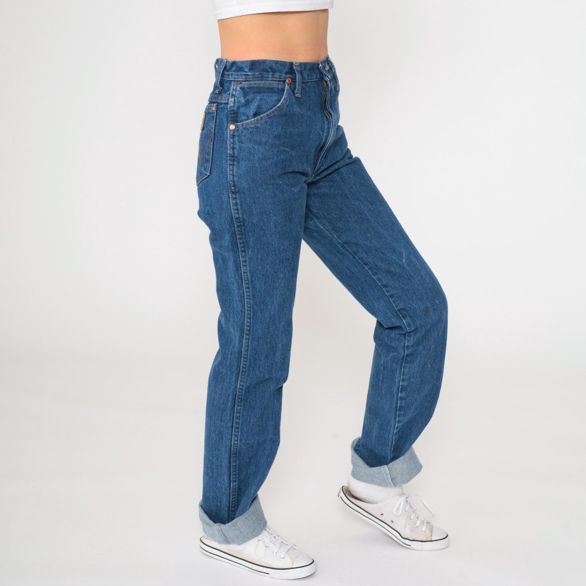 90s Wrangler Straight Leg High Rise Jeans Blue Denim Men's 29x36