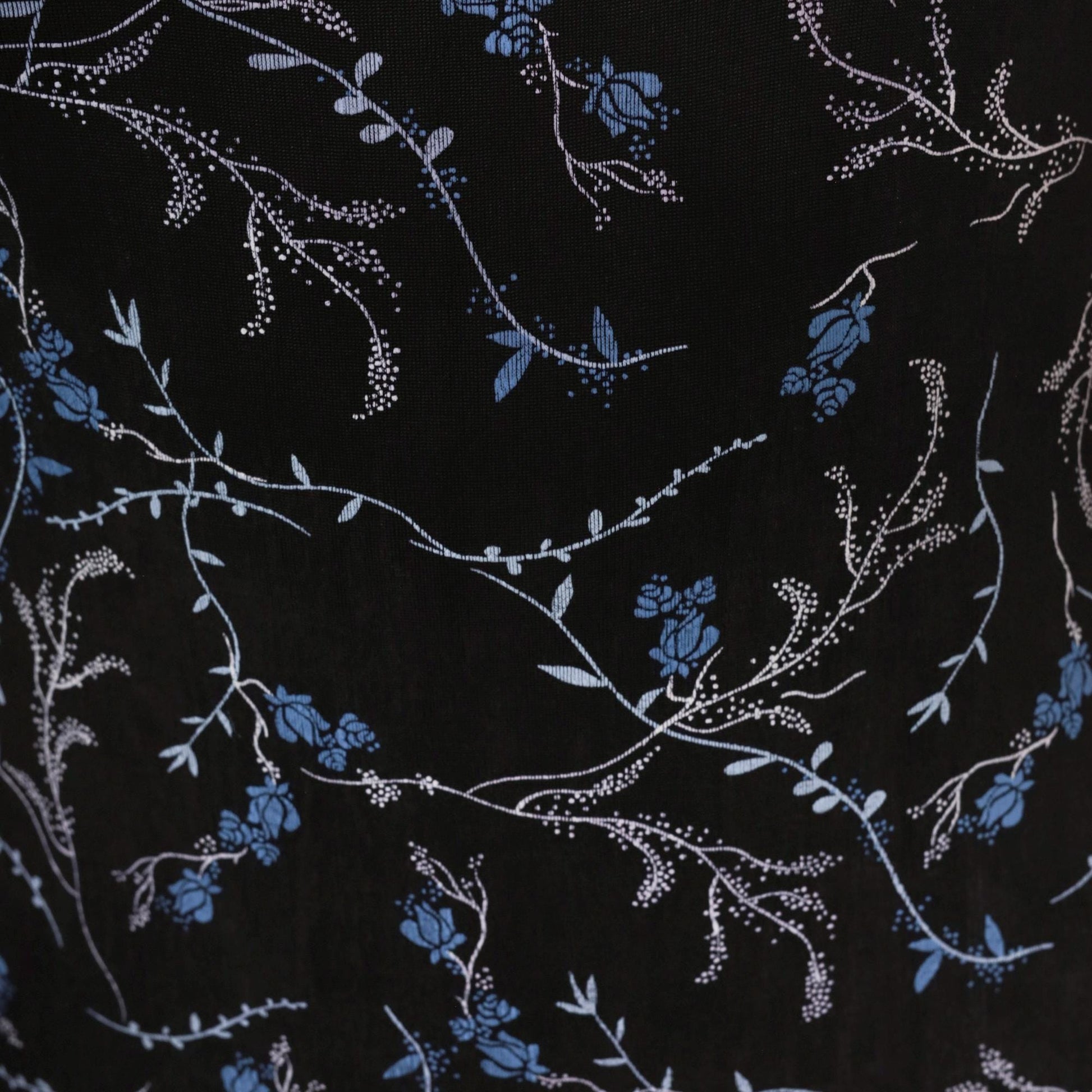90s Black Floral Maxi Dress Blue Print Scoop Neck Sleeveless Medium 8