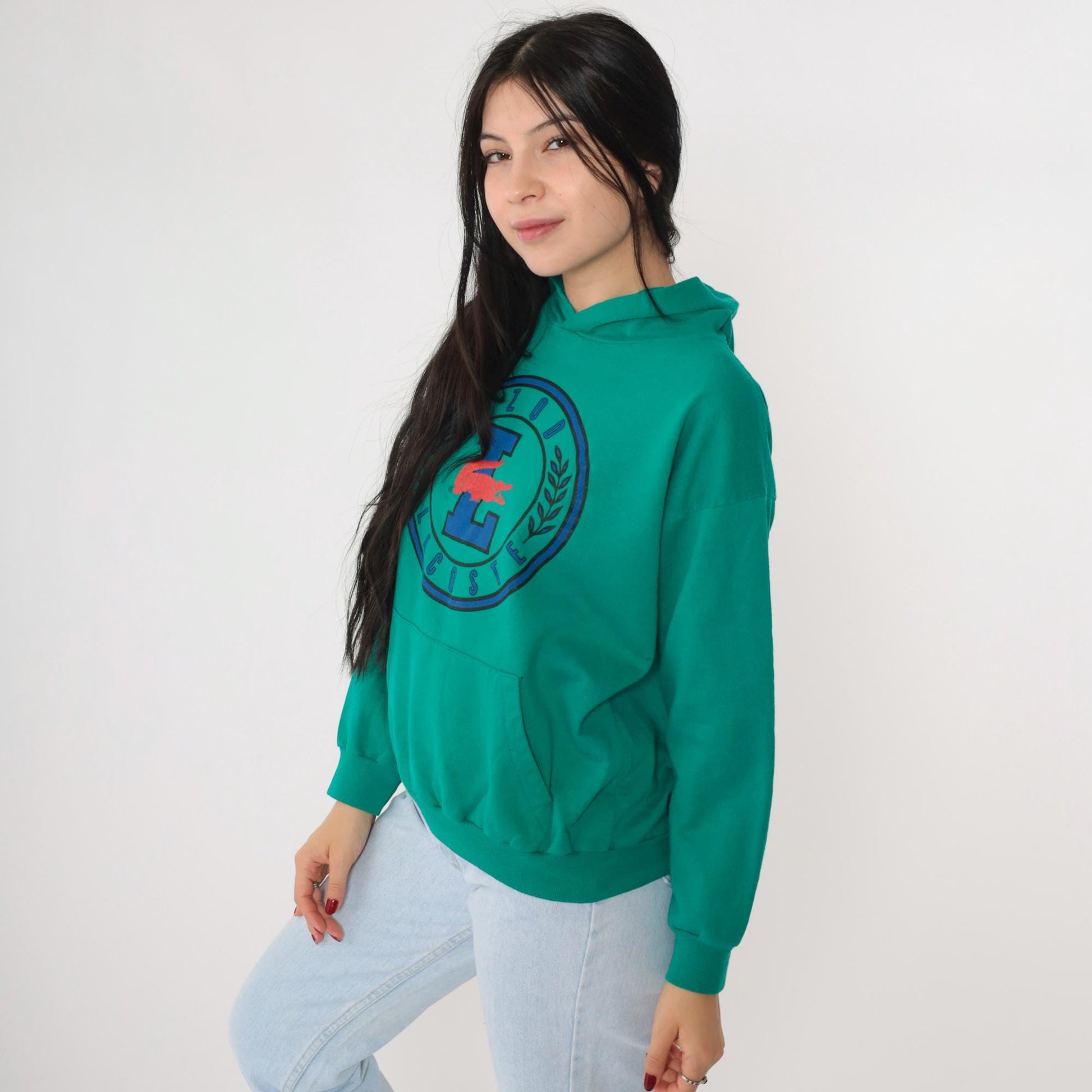 90s Izod Lacoste Green Hoodie Sweatshirt Small