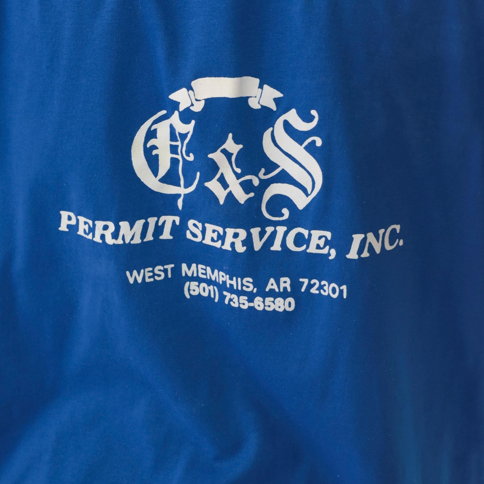 90s C&S Permit Service Lester Embroidered Polo Shirt Blue Extra Large XL