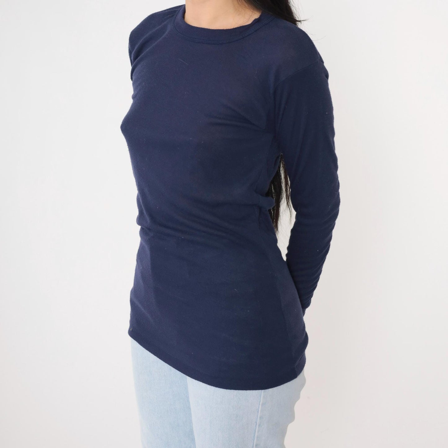 80s Navy Thermal Long Sleeve Undershirt Small Medium