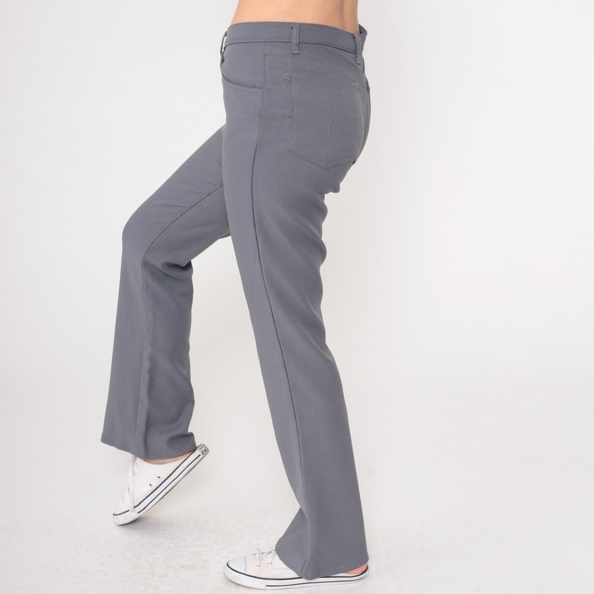 90s Paris Blues Grey Flared Pants Bell Bottom Mid Rise Small 5