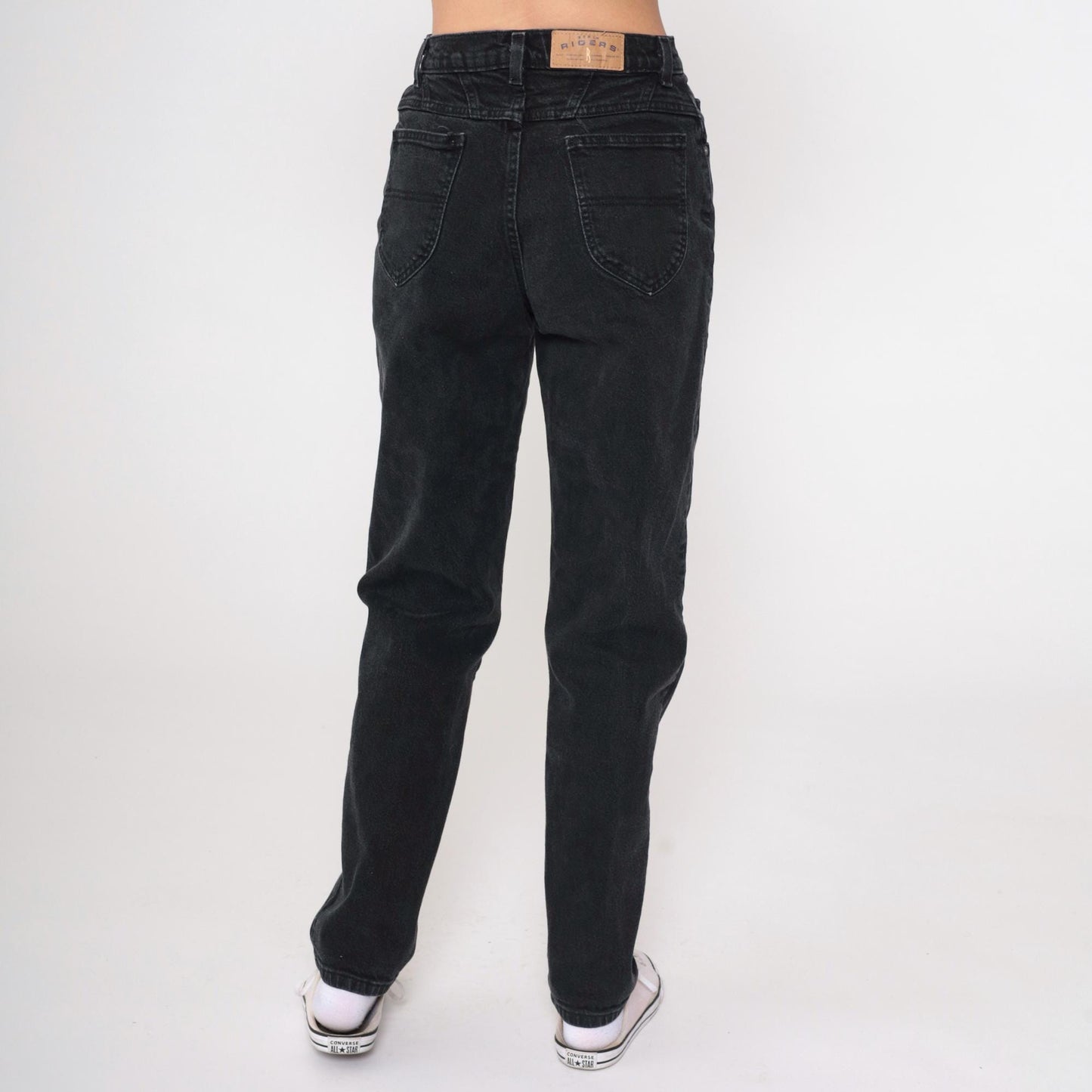 90s Riders Black High Rise Tapered Jeans Cotton Denim Small 6