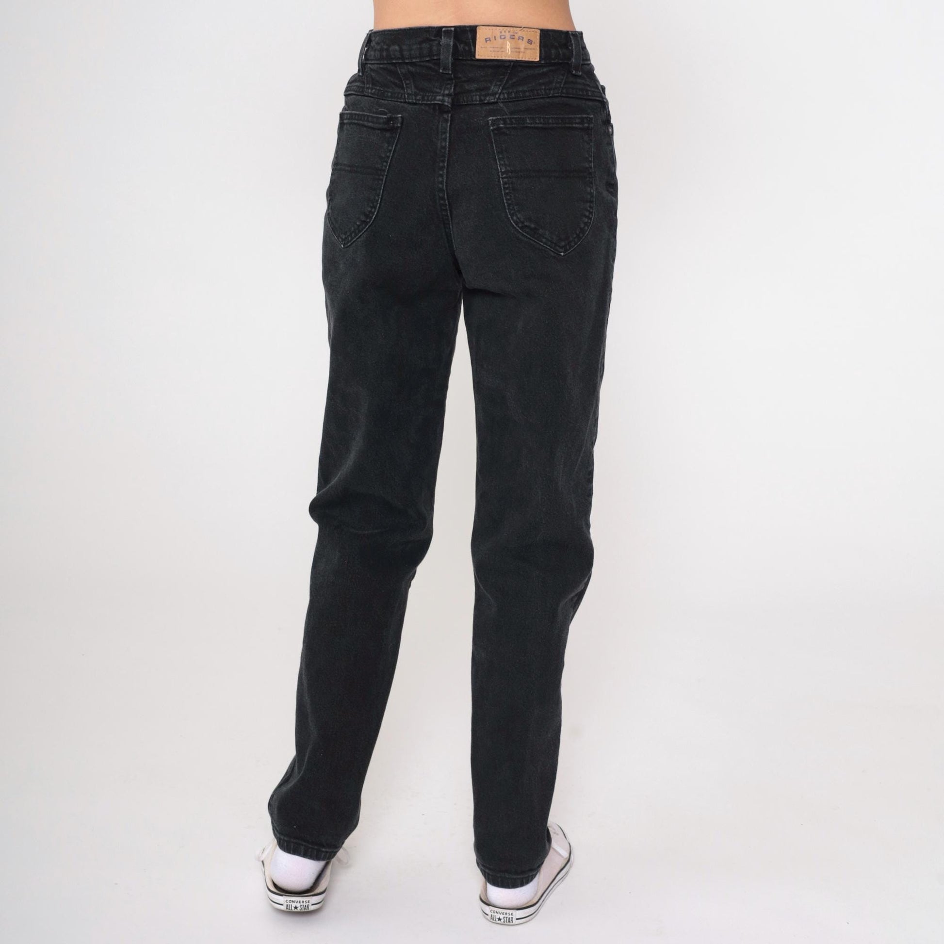 90s Riders Black High Rise Tapered Jeans Cotton Denim Small 6