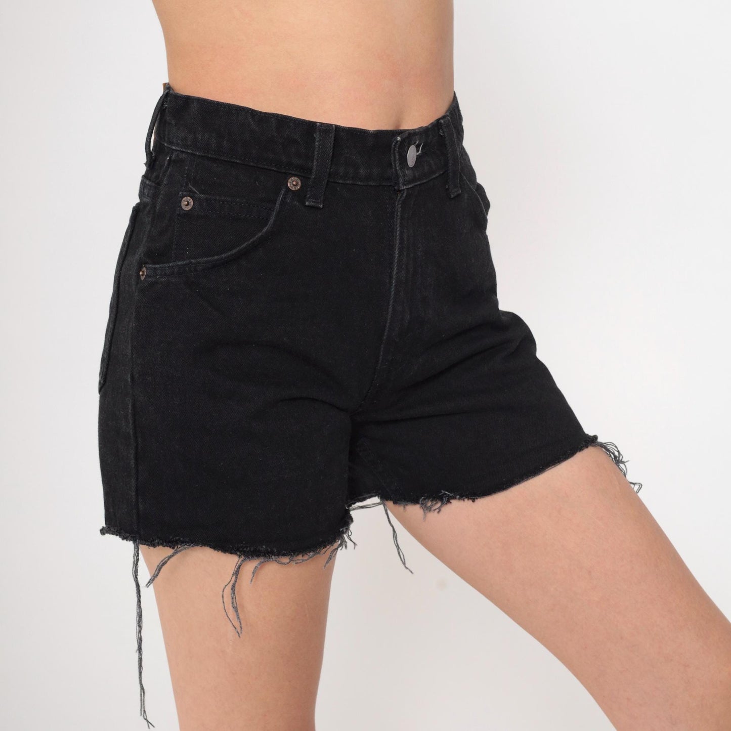 90s Levi's 912 Black Denim Cutoff Shorts High Rise Small