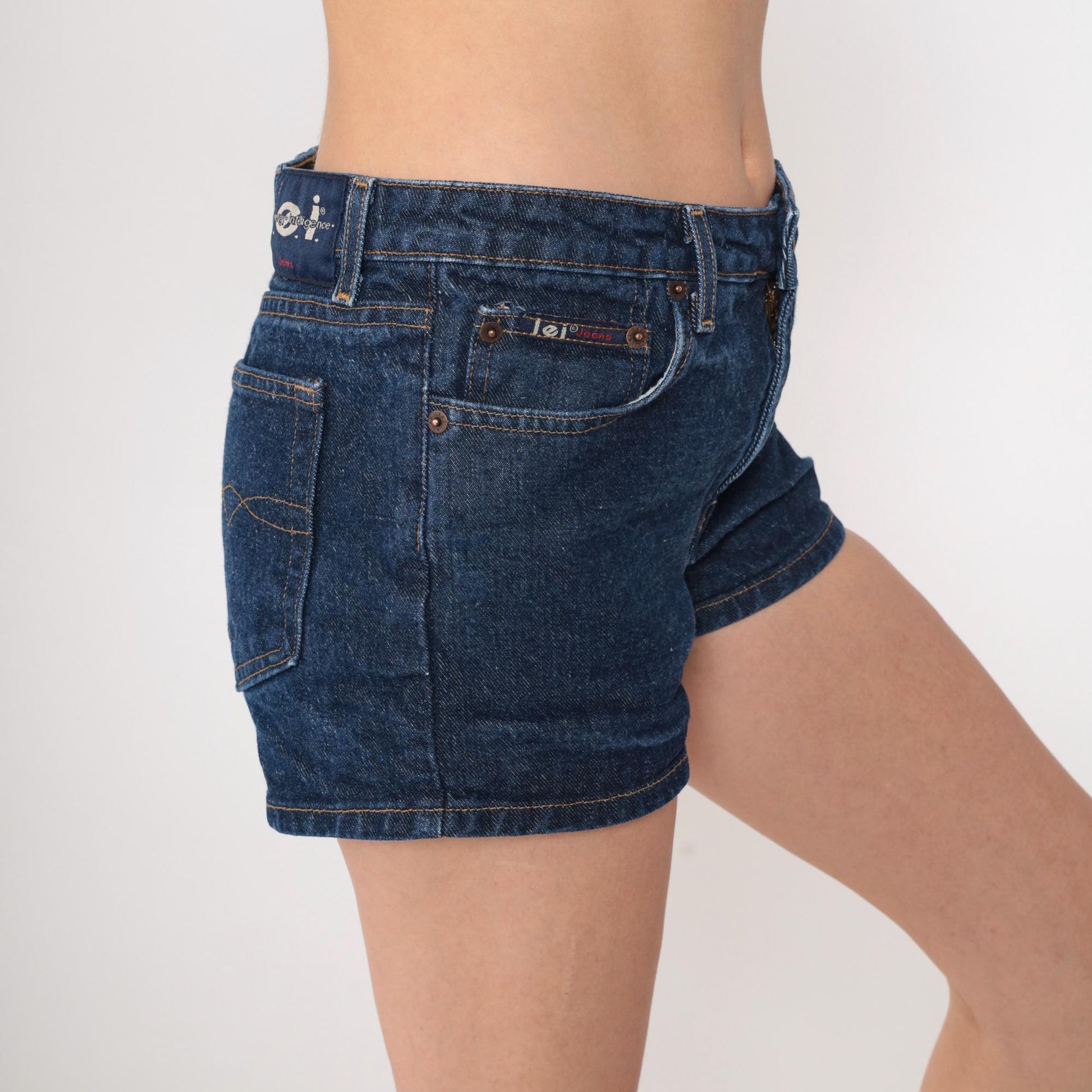 Y2K L.e.i Dark Wash Jean Shorts Mid Rise Blue Denim Small