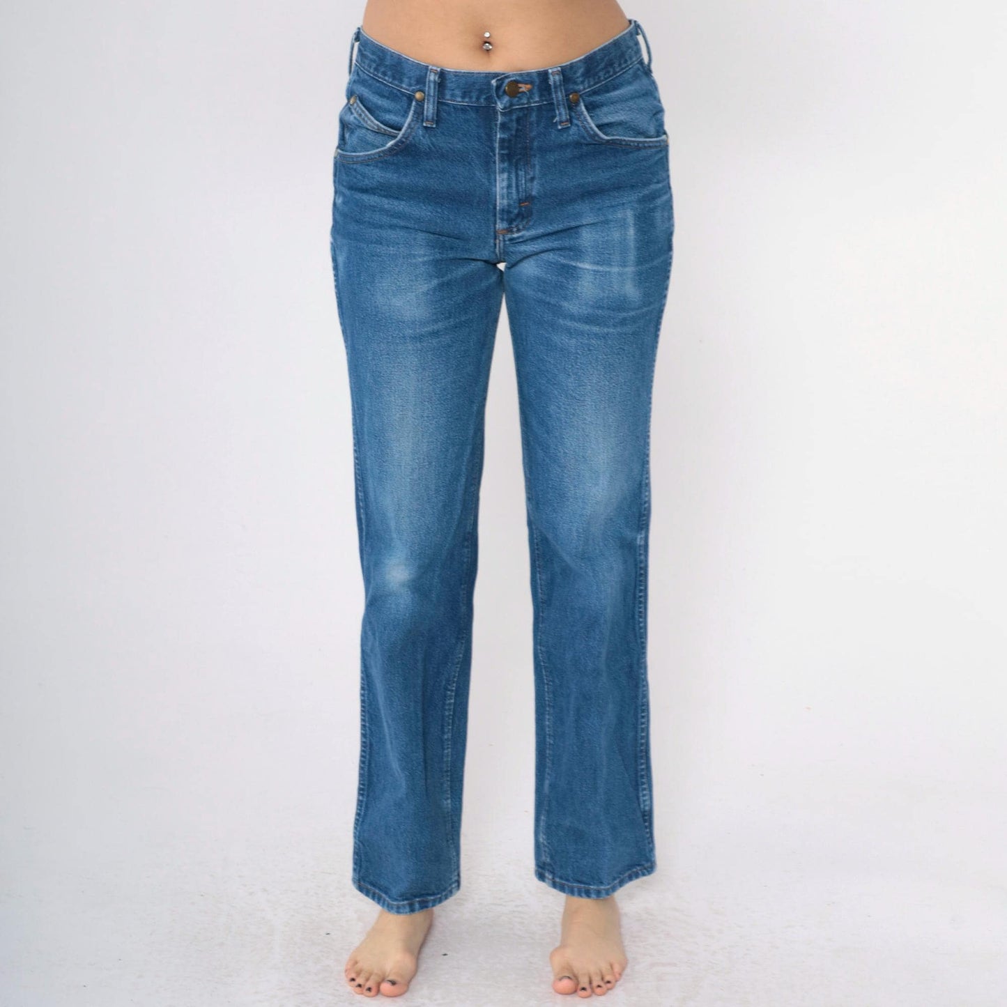 Y2K Wrangler Slim Straight Leg Jeans Faded Blue Denim 31x32