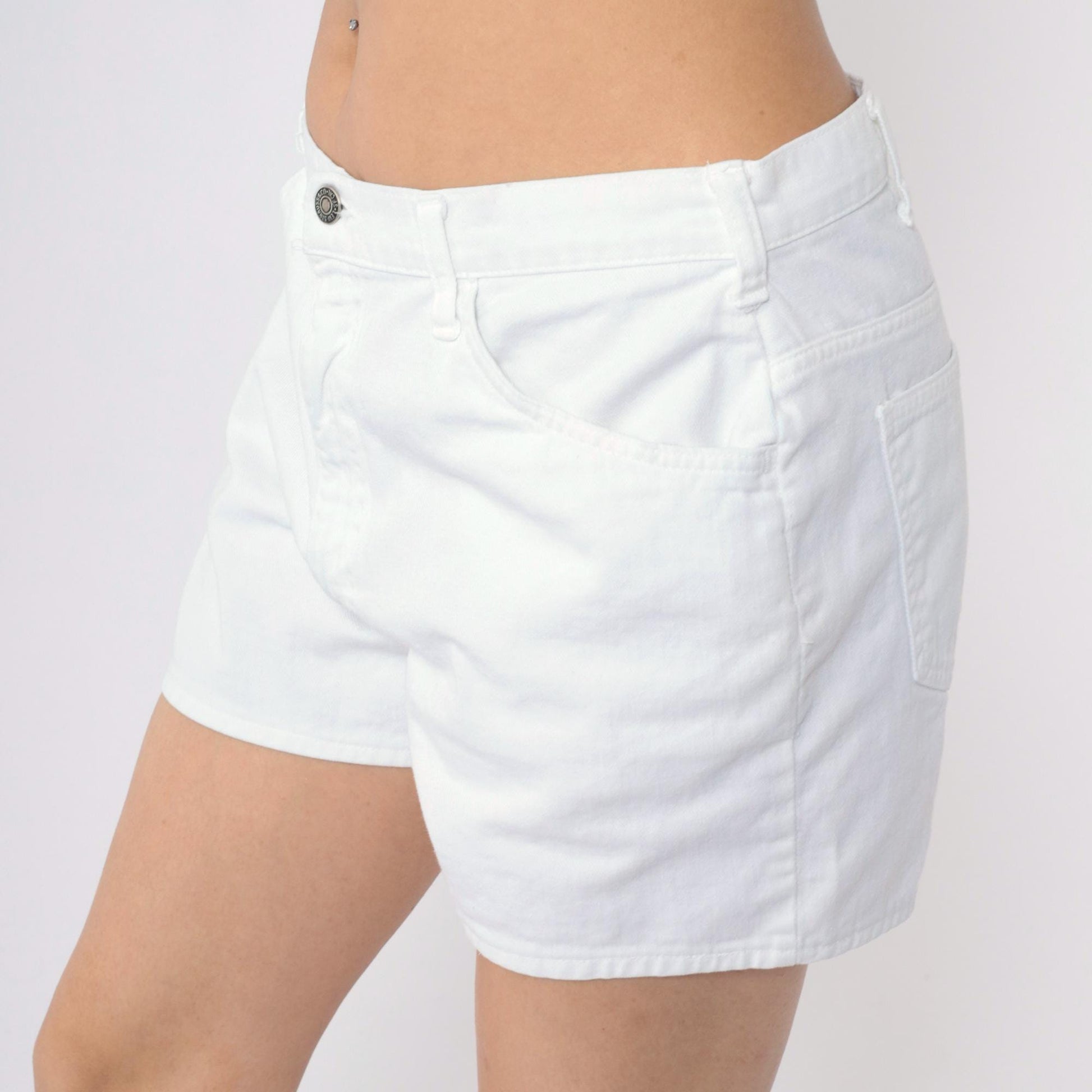 90s Levi's White Denim Shorts High Rise Jean Shorts Large L