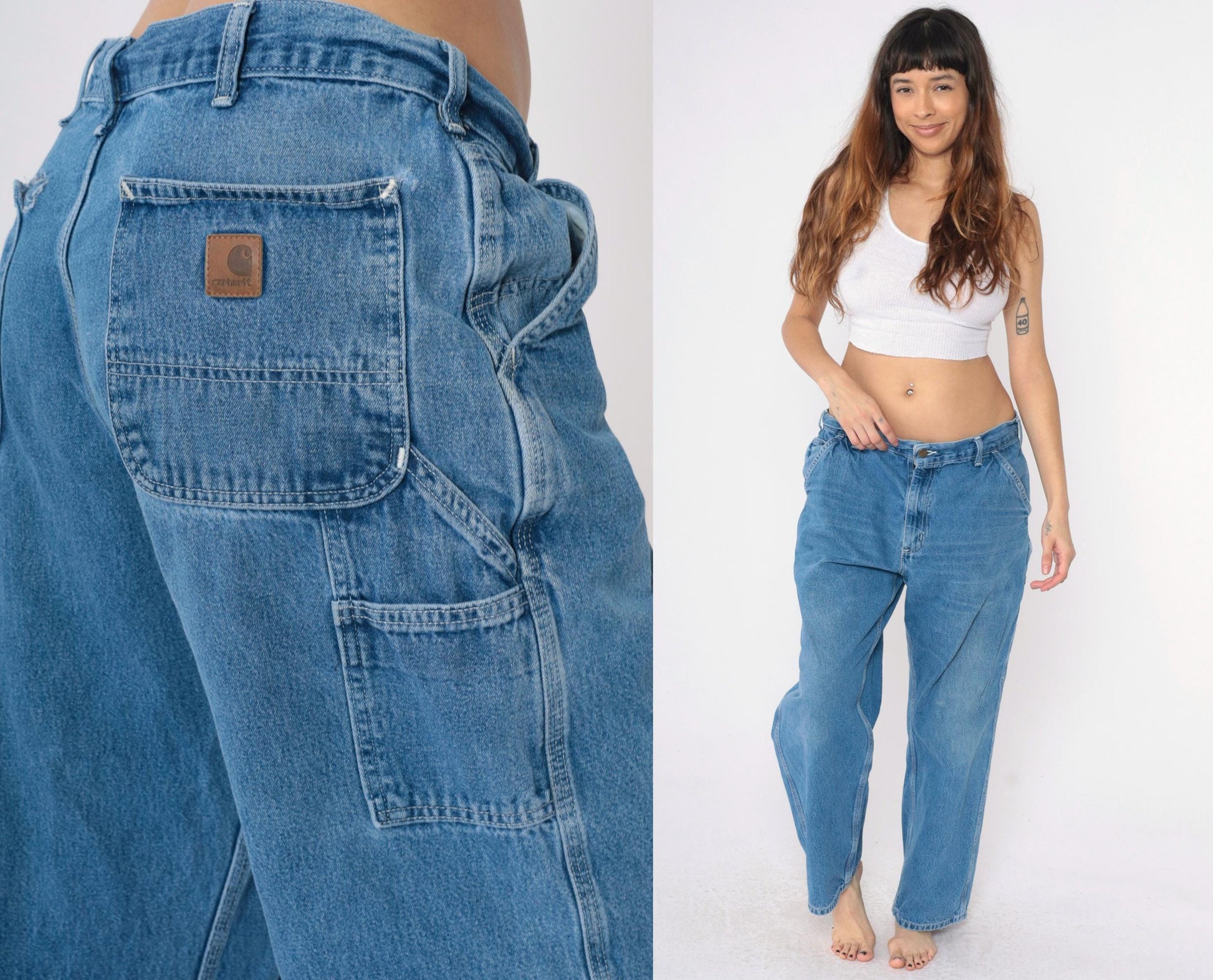 Y2K Carhartt Jeans Men's 36x30 High Waisted Straight Leg Cargo Denim
