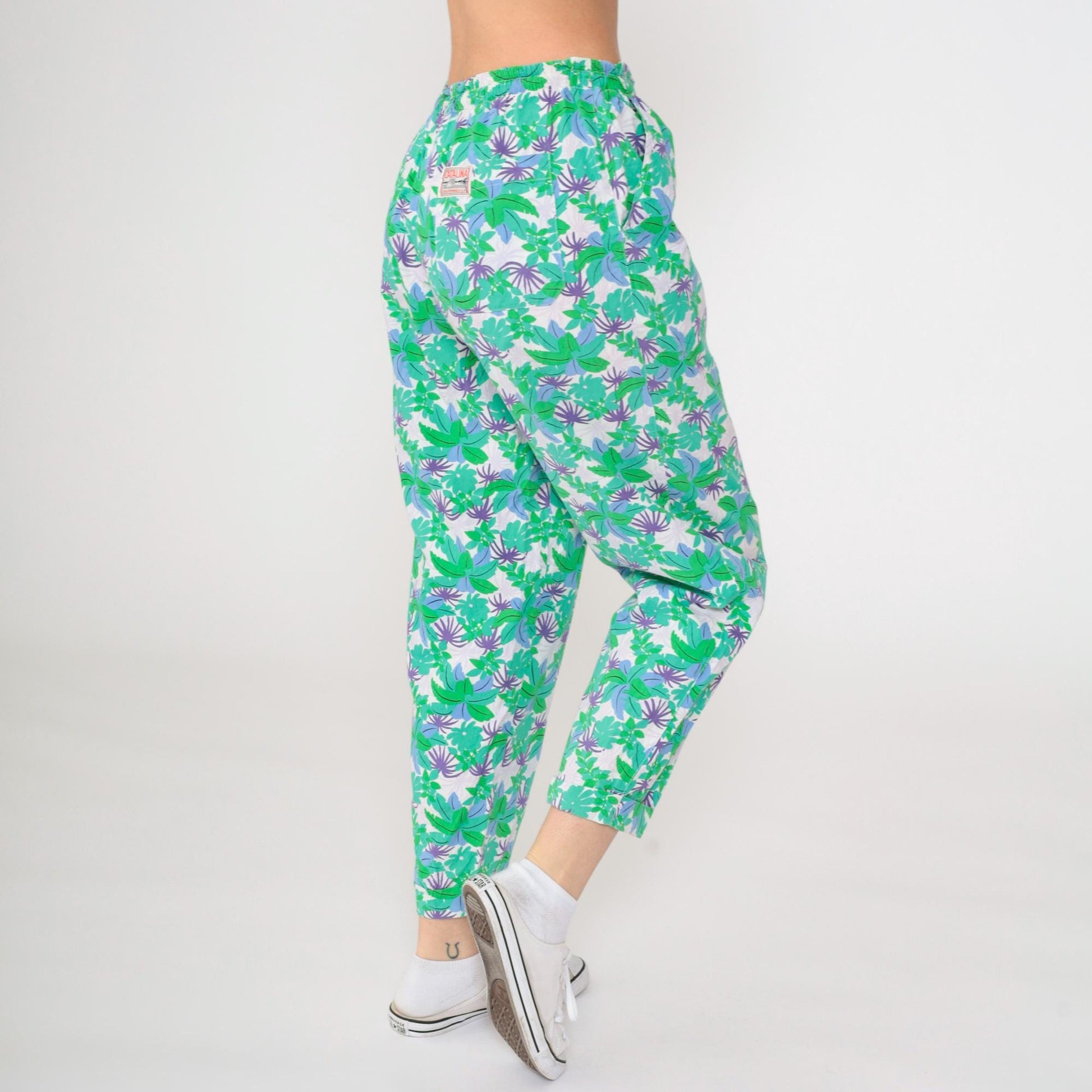 90s Catalina Tropical Floral High-Waist Tapered Pants Small Medium