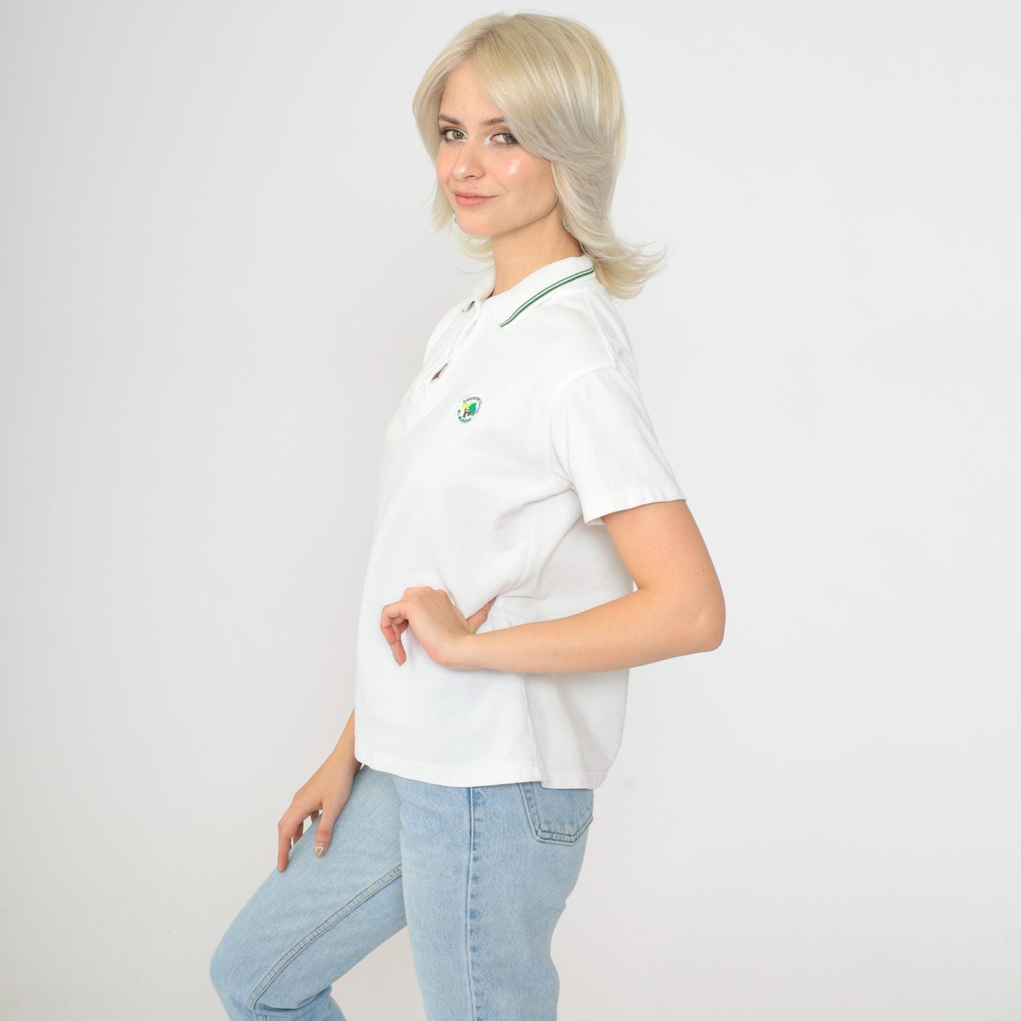 90s El Bosque Country Club Golf Polo Shirt White Medium M