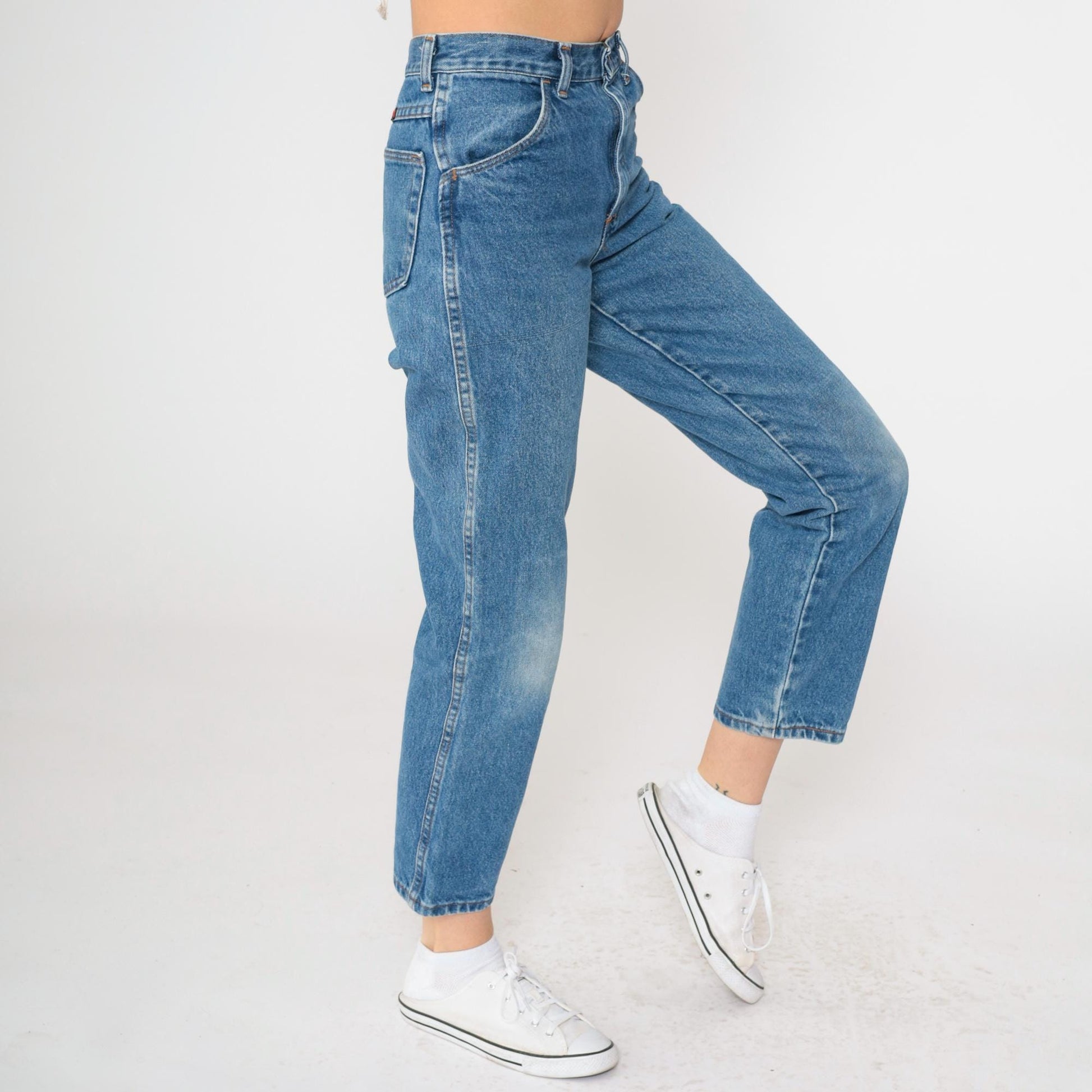 90s Toughskins High Rise Straight Leg Jeans Faded Blue Ankle XS