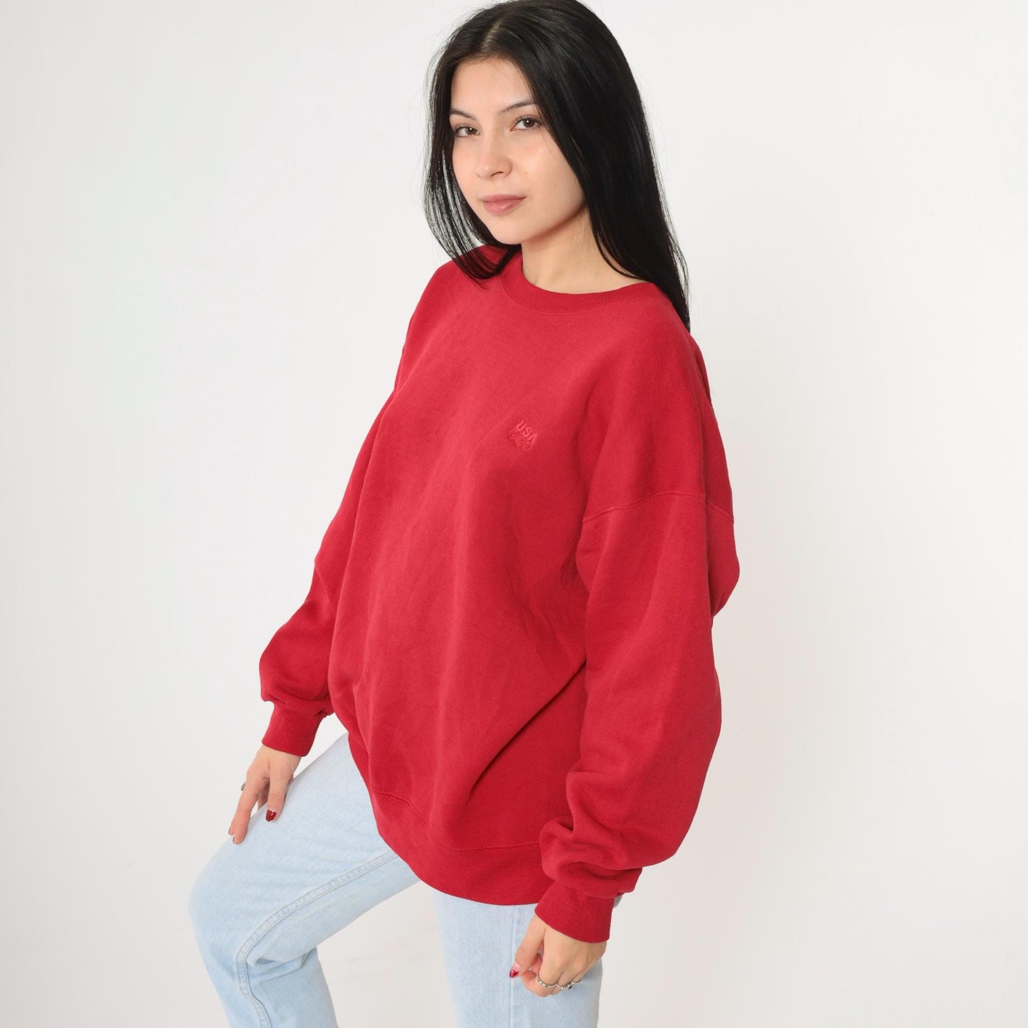 90s USA Olympics Committee Crewneck Sweatshirt Red Extra Large XL
