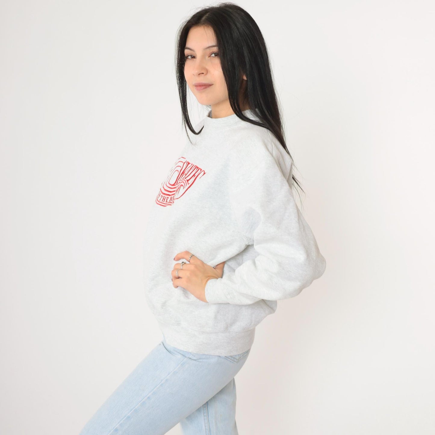 90s Skates on The Bay Berkeley Restaurant Embroidered Sweatshirt Grey Medium