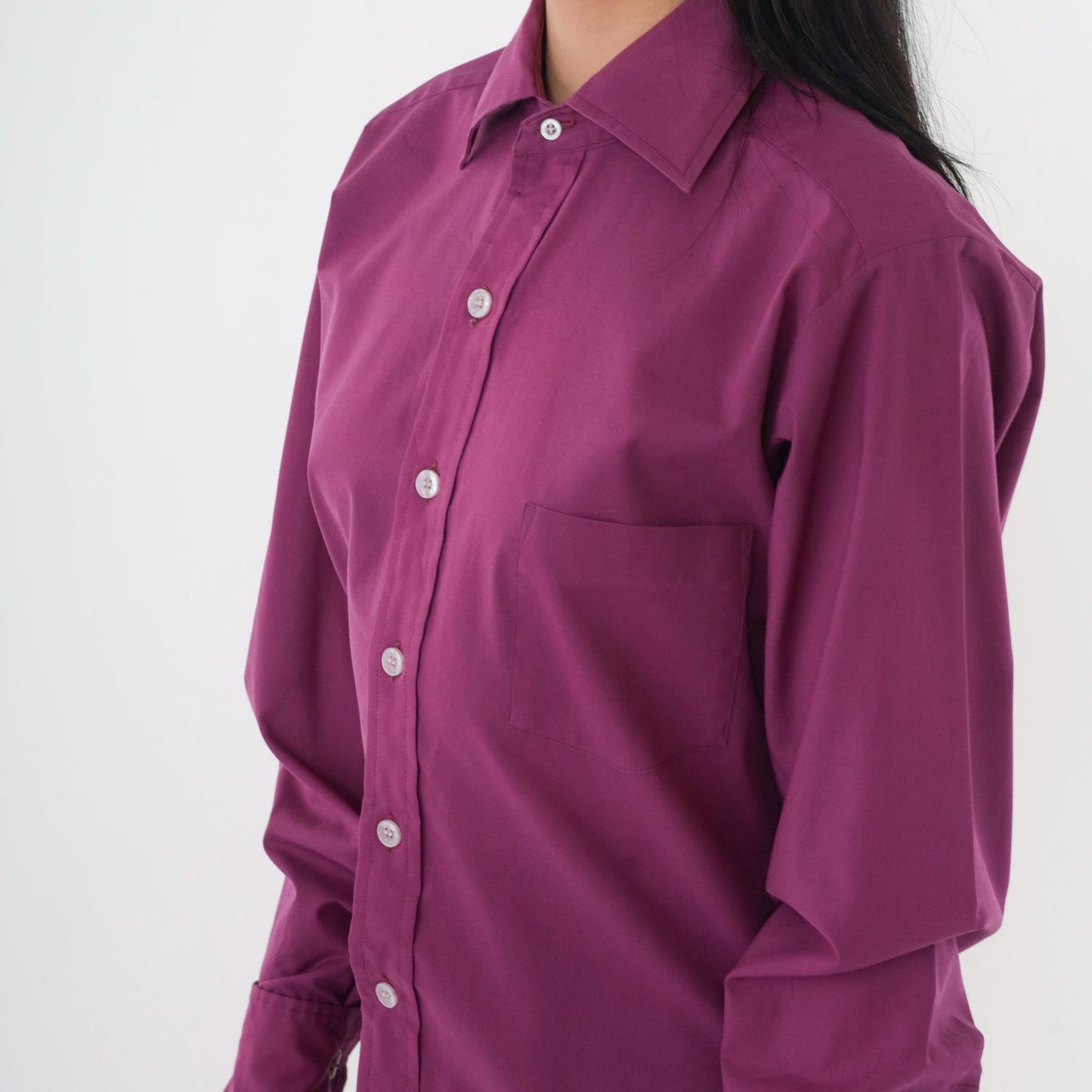 70s Sears Premiere Purple Oxford Button-Up Shirt Long Sleeve Men's Medium