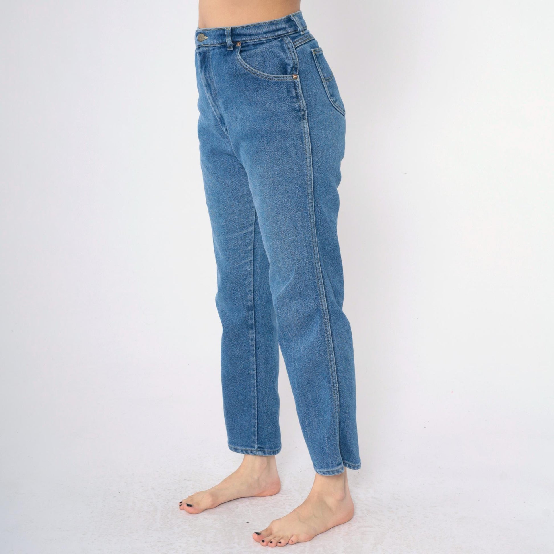 90s Lee High Waisted Straight Leg Jeans Blue Denim Medium