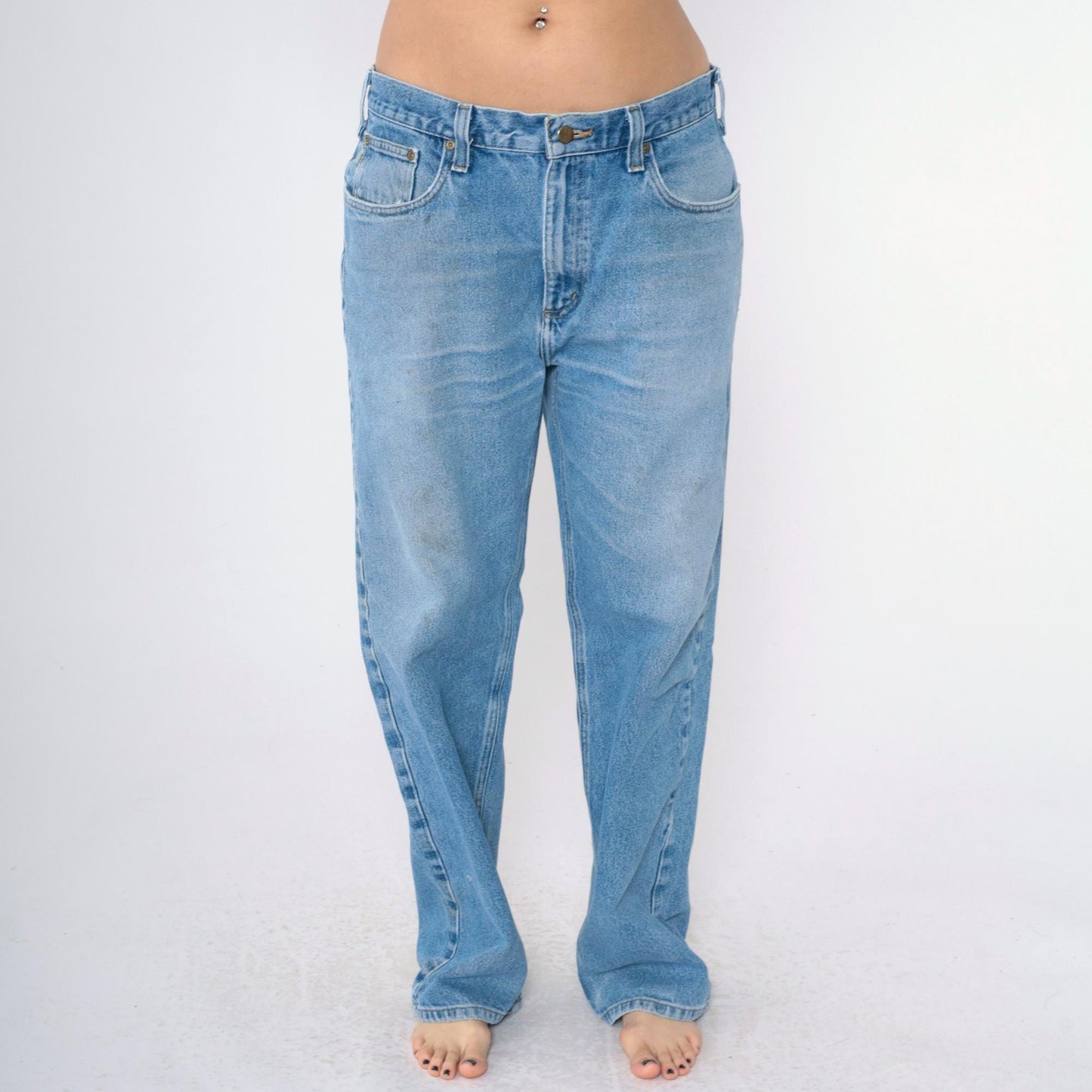 00s Carhartt High Rise Straight Leg Jeans Blue Denim 38x32 Men's Large
