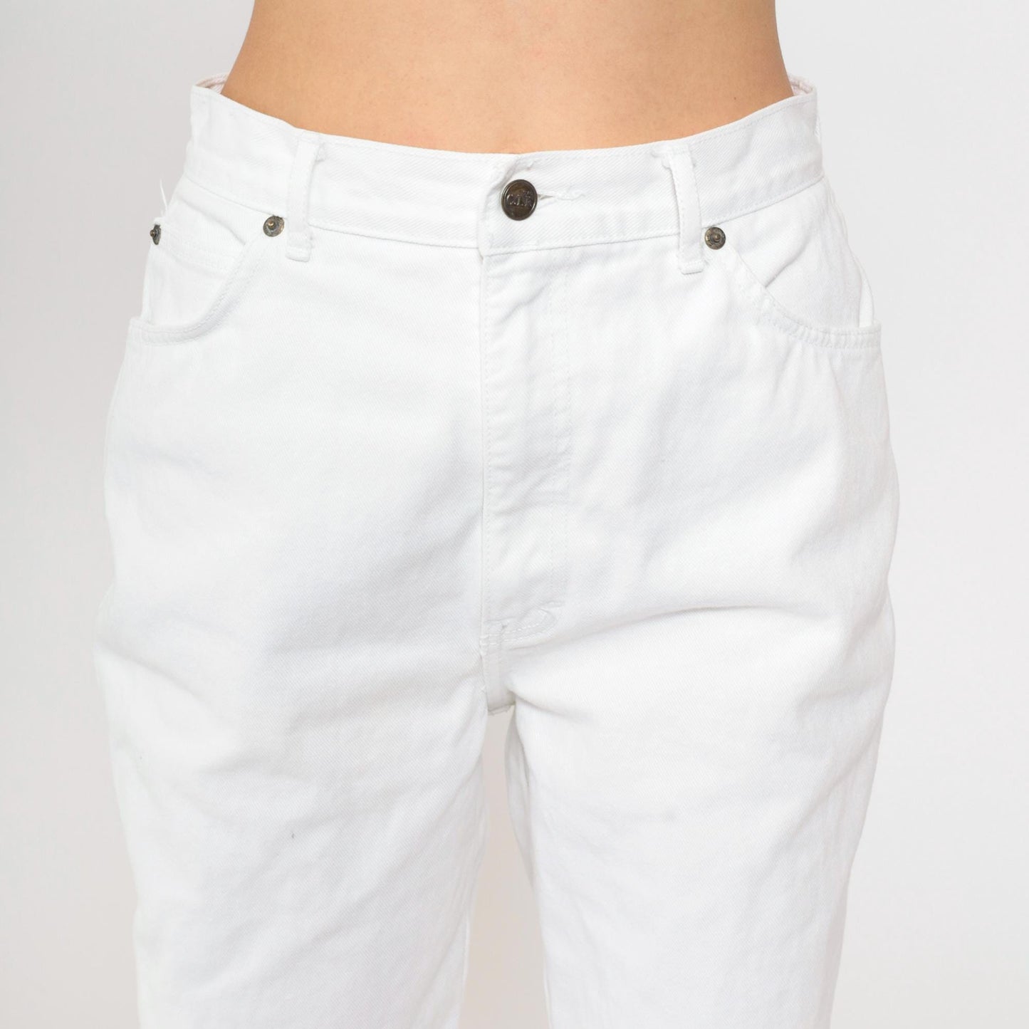 90s White Denim Jeans High Waist Straight Leg Mom Jeans Medium 8