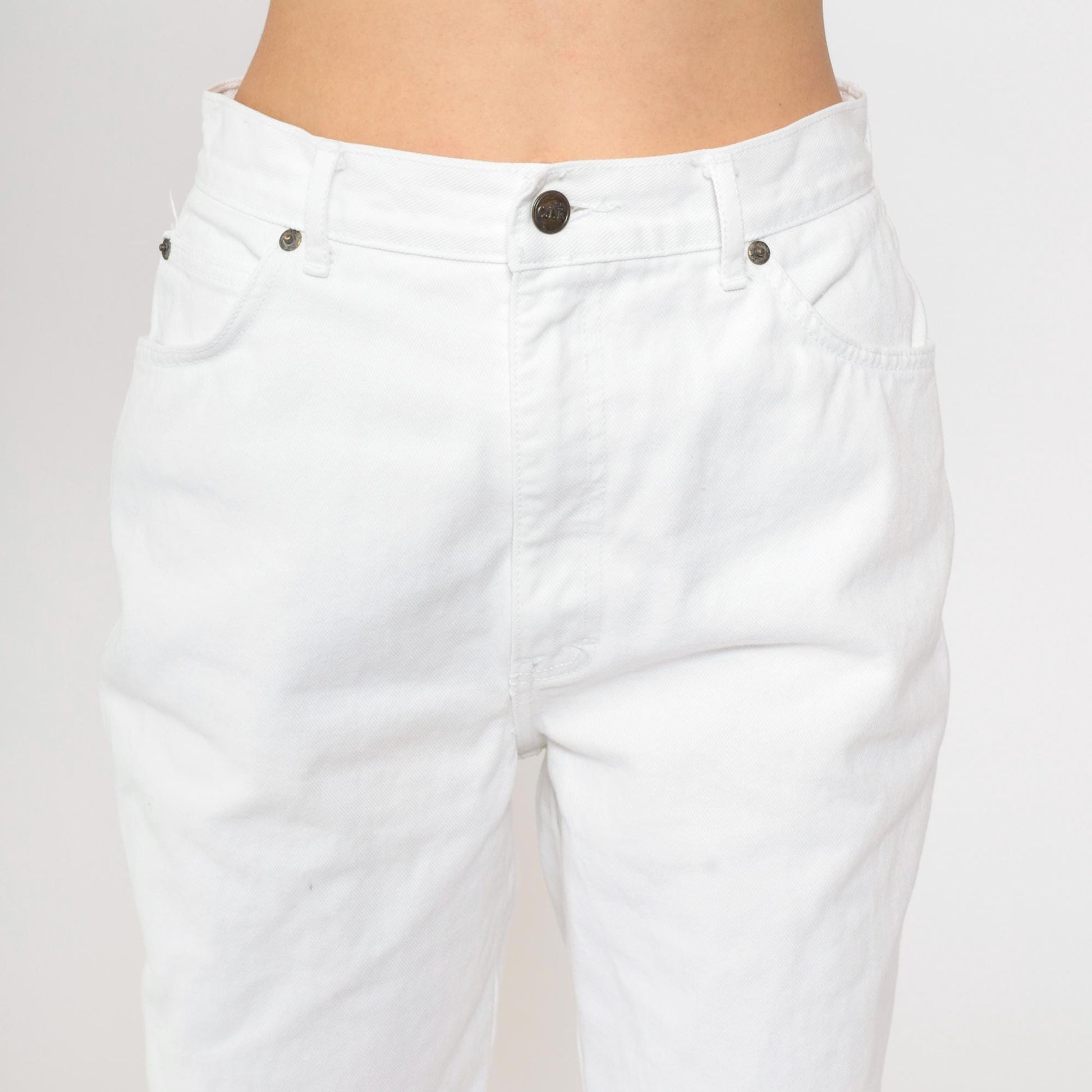 90s White Denim Jeans High Waist Straight Leg Mom Jeans Medium 8